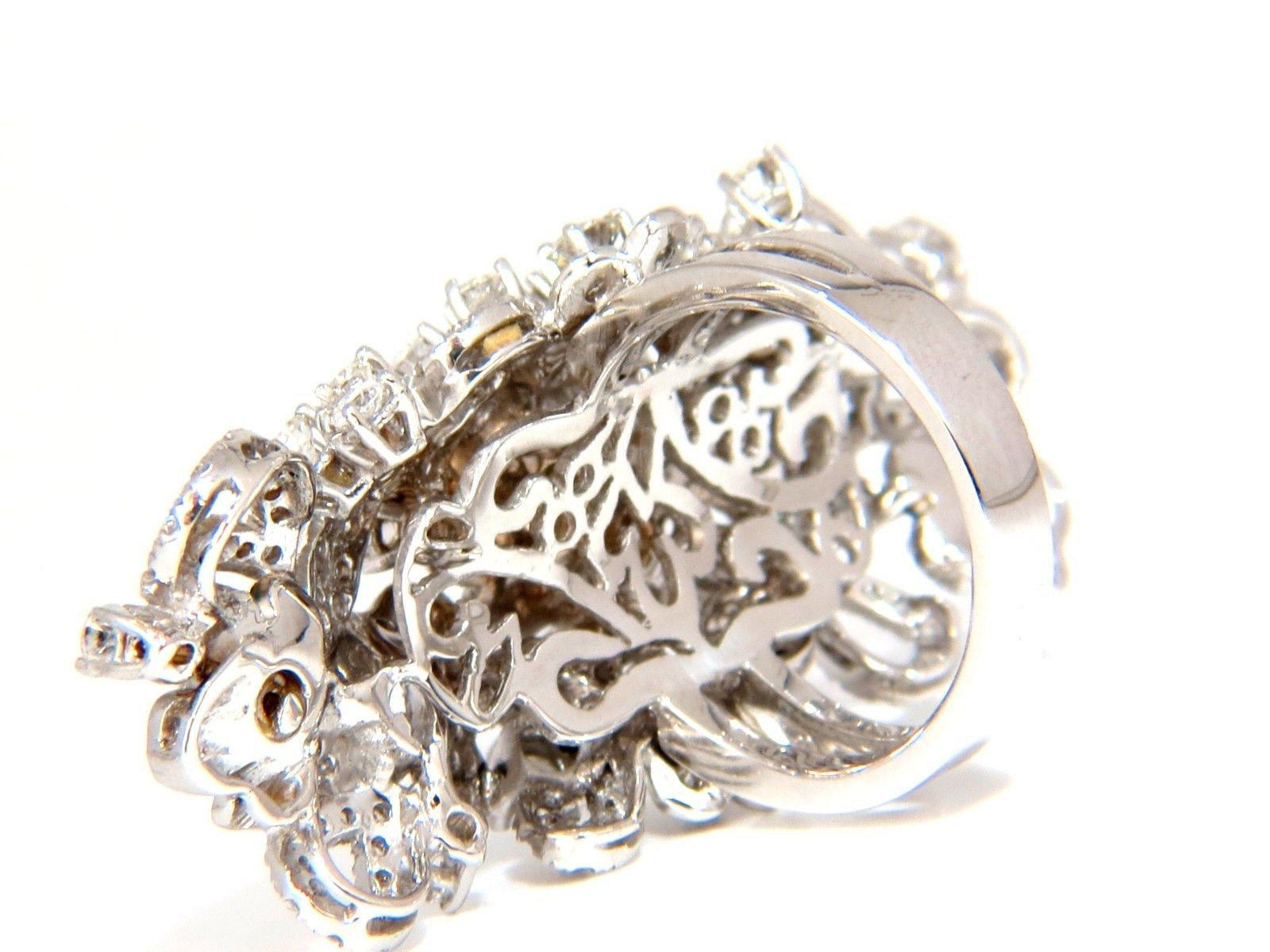 4.00 Carat Natural Brilliant Diamond Floral Cocktail Vine 3D Deco Ring in 18K Gold - Perfect for Evening Parties, Weddings & Special Occasions