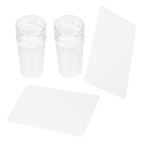 2 Sets Clear Silicone Nail Stampers with Soft ABS Head - Nail Art Stamping Kit for DIY Manicure, Jelly Stamper & Scrap Boards - Perfect for Salon, Home Nail Art & Professional Nail Designs
