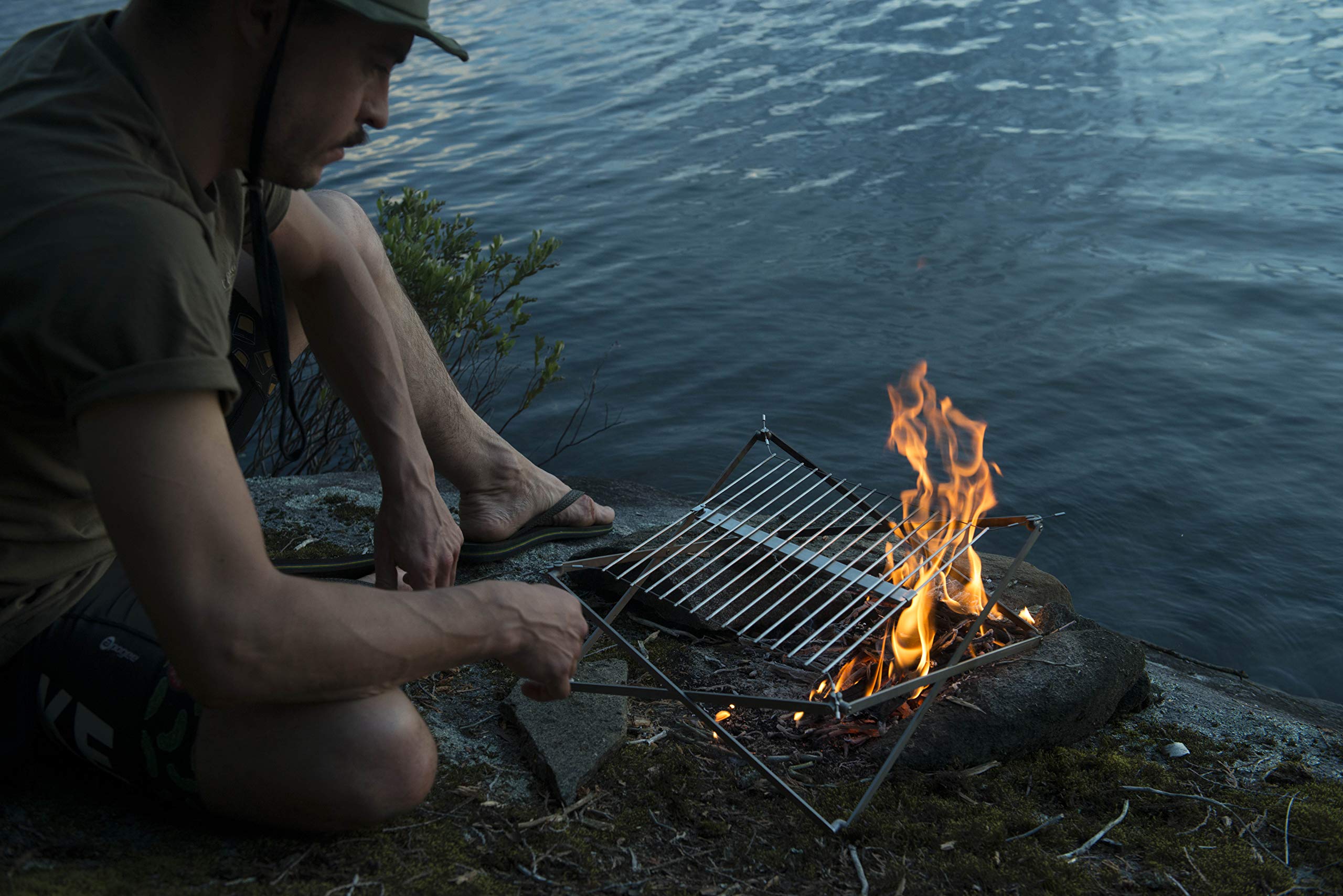 Wolf and Grizzly Grill Edition Kit - Portable Folding Camping Grill for Backpacking, Hiking & Outdoor Adventures | Compact Fire Grill Grate for Campfire Cooking | Perfect for Picnics, Tailgating & Wilderness Survival