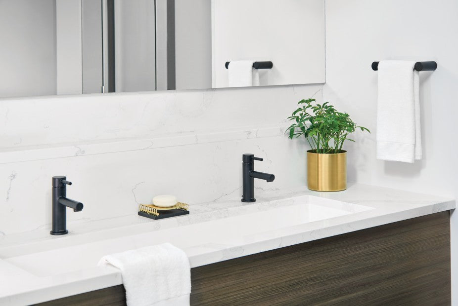 Moen Align 8-Inch Mini Towel Bar in Matte Black (YB0486BL) - Perfect for Bathroom, Kitchen, and Small Spaces