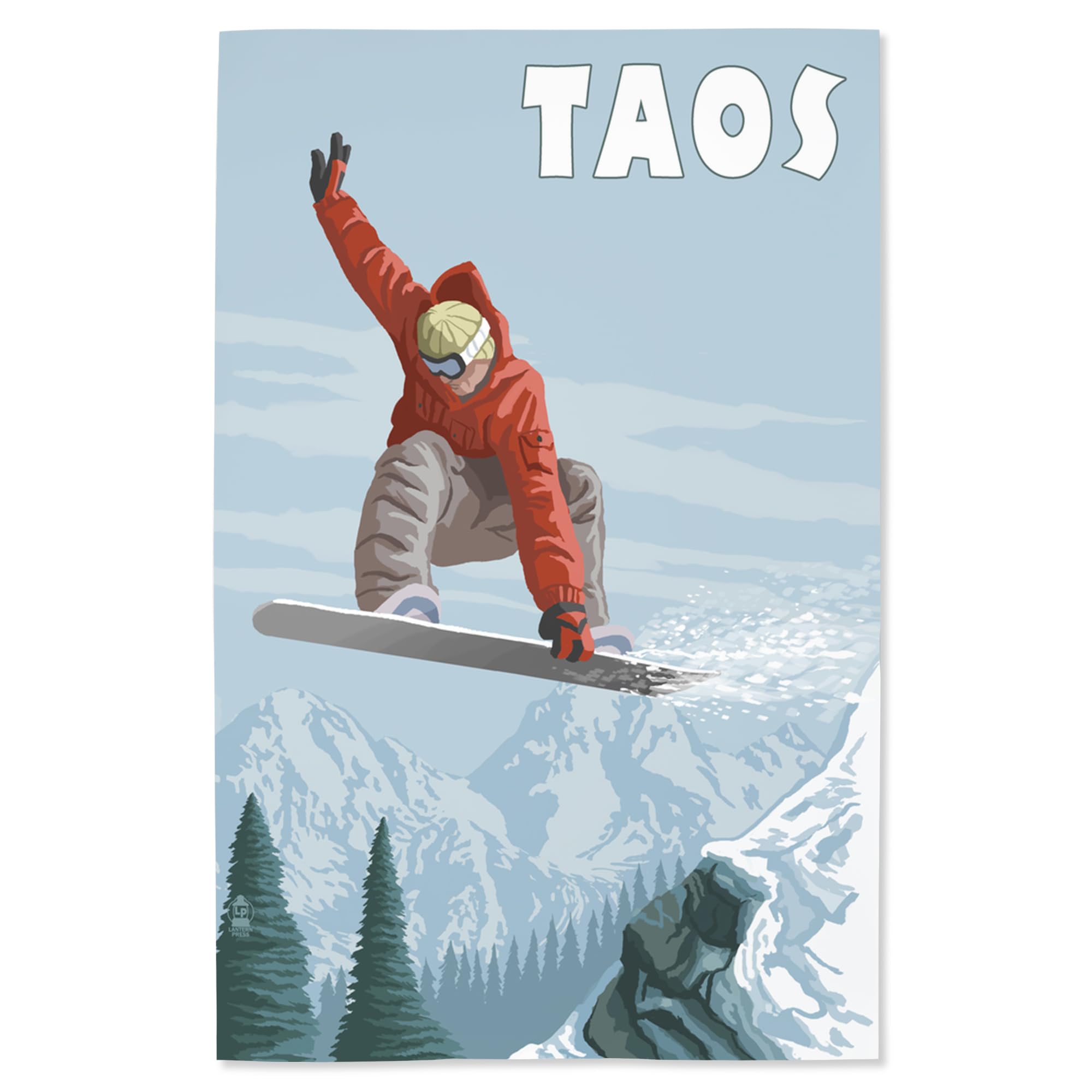 Lantern Press 16x24 Inch Giclee Art Print - Taos New Mexico Snowboarder Wall Decor - Perfect for Living Room, Bedroom & Office