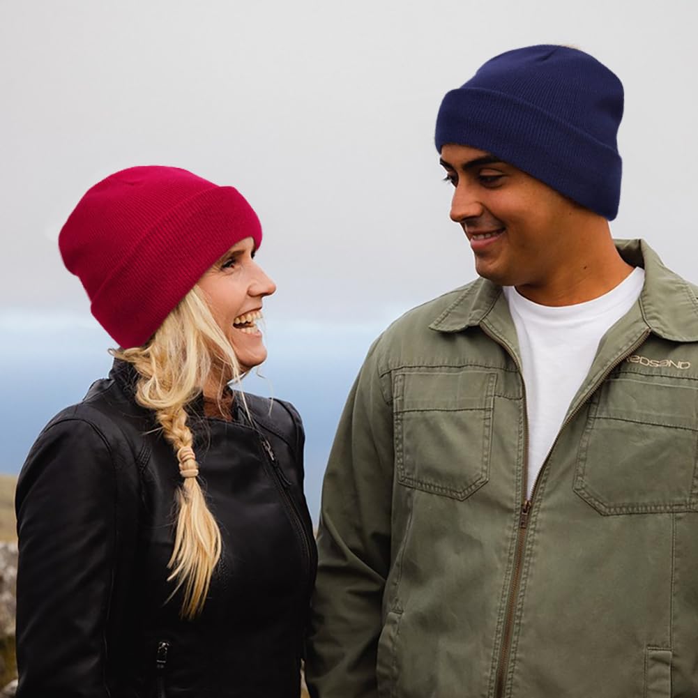 Malaxlx Women's Knit Beanie Hat - Satin Lined Winter Hat for Women & Men - Soft Warm Slouchy Cuffed Skull Cap - Perfect for Skiing, Snowboarding & Cold Weather Activities