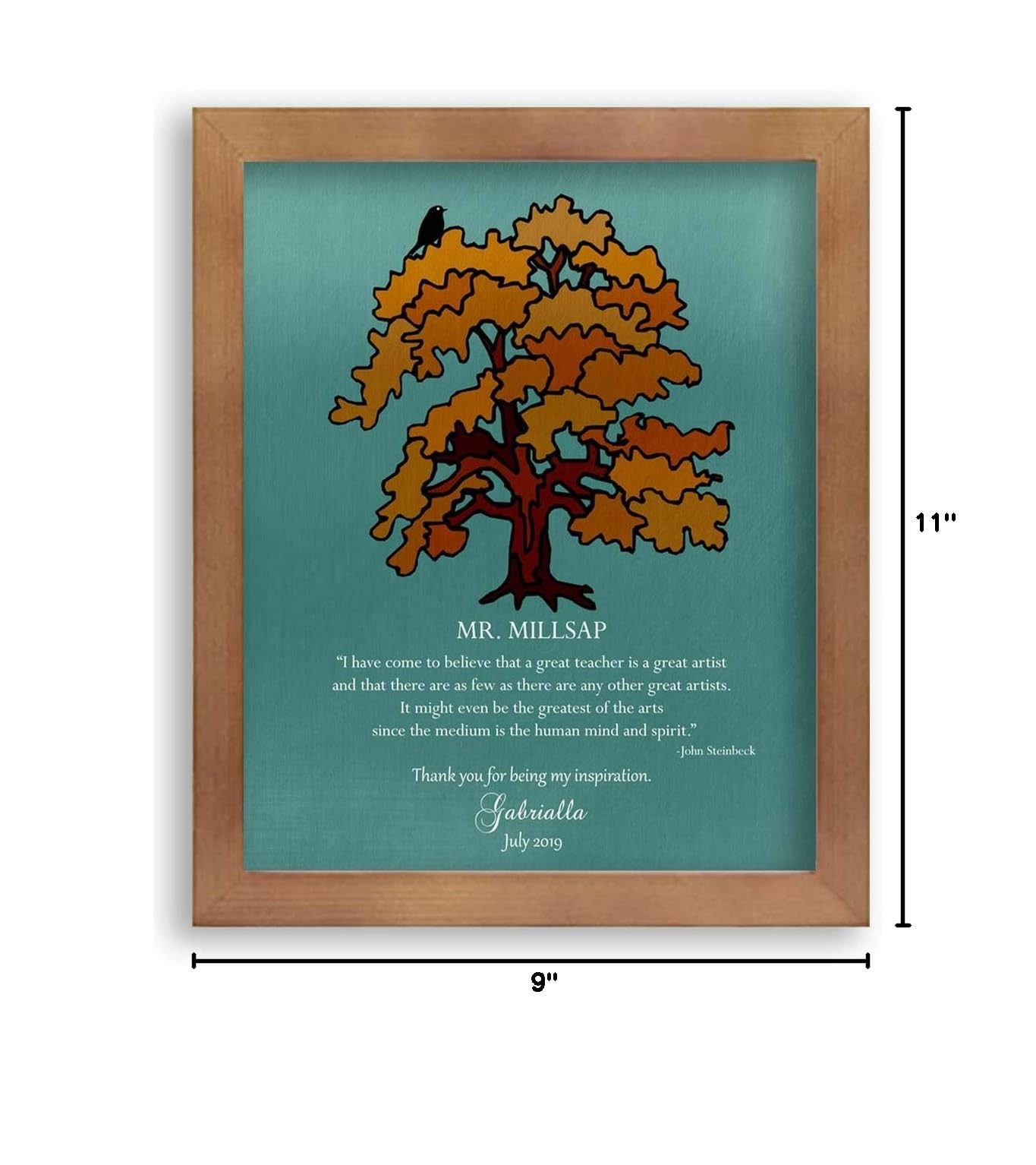 Personalized Teacher Thank You Gift - Handcrafted Orange Tree Print with John Steinbeck Quote - 1819-8x10 Unframed Paper Art - Perfect Mentor, Boss & Leader Appreciation Gift for Office, Classroom or Home Decor