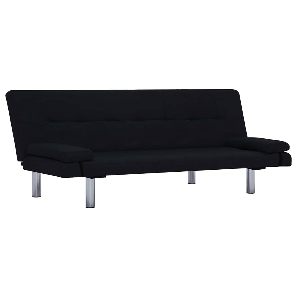 CHARMMA Convertible Sofa Bed - Tufted Split Back Futon Couch for Living Room, Small Space Linen Reclining Sleeper with 2 Pillows, Black | Perfect for Guest Rooms, Apartments & Studio Living
