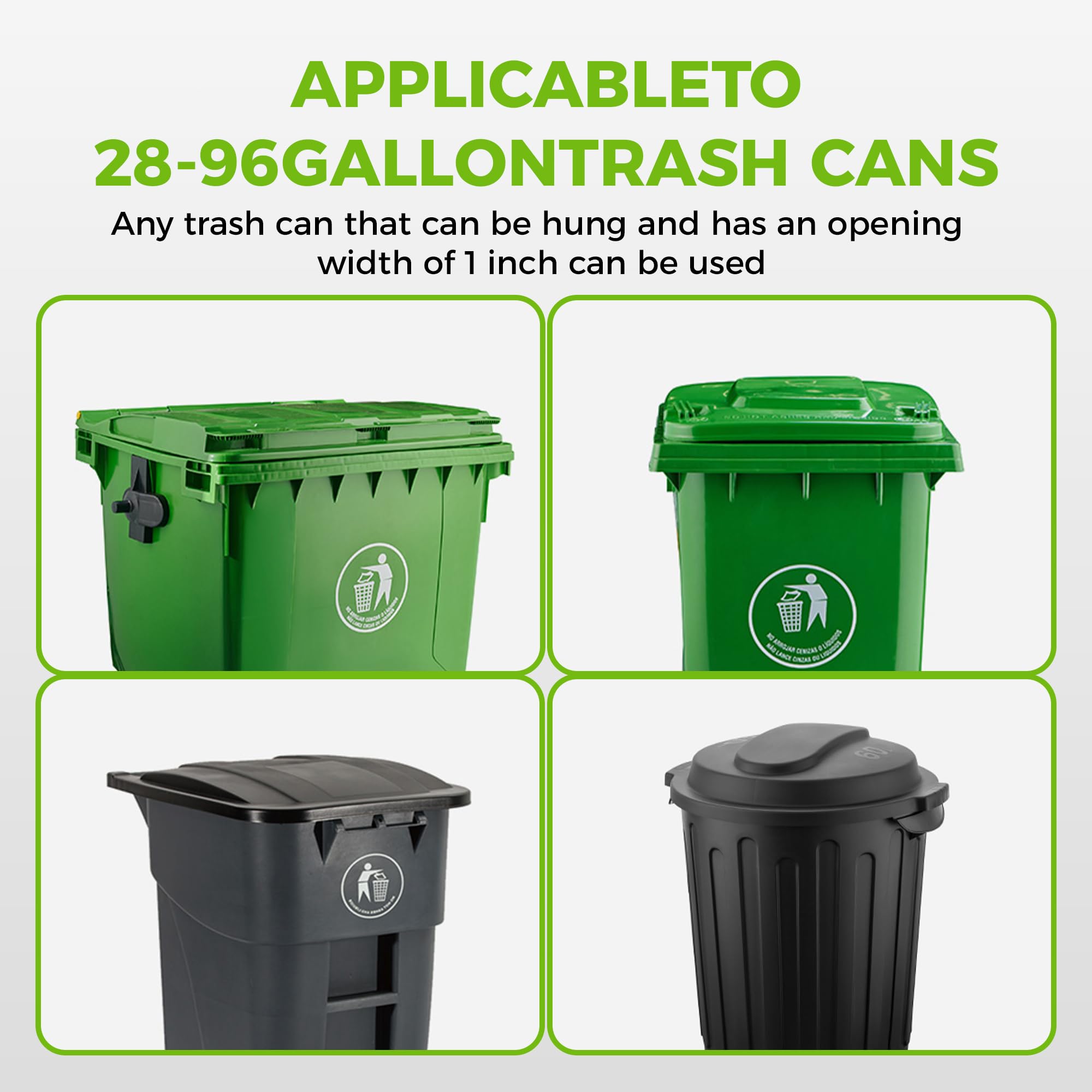 2-Pack Metal Double-Claw Non-Slip Trash Can Locks - Adjustable Garbage Bin Straps for Raccoons, Dogs & Small Animals - Durable & Easy-to-Install Lid Locks (Black) - Perfect for Outdoor Bins, Camping & Wildlife Areas