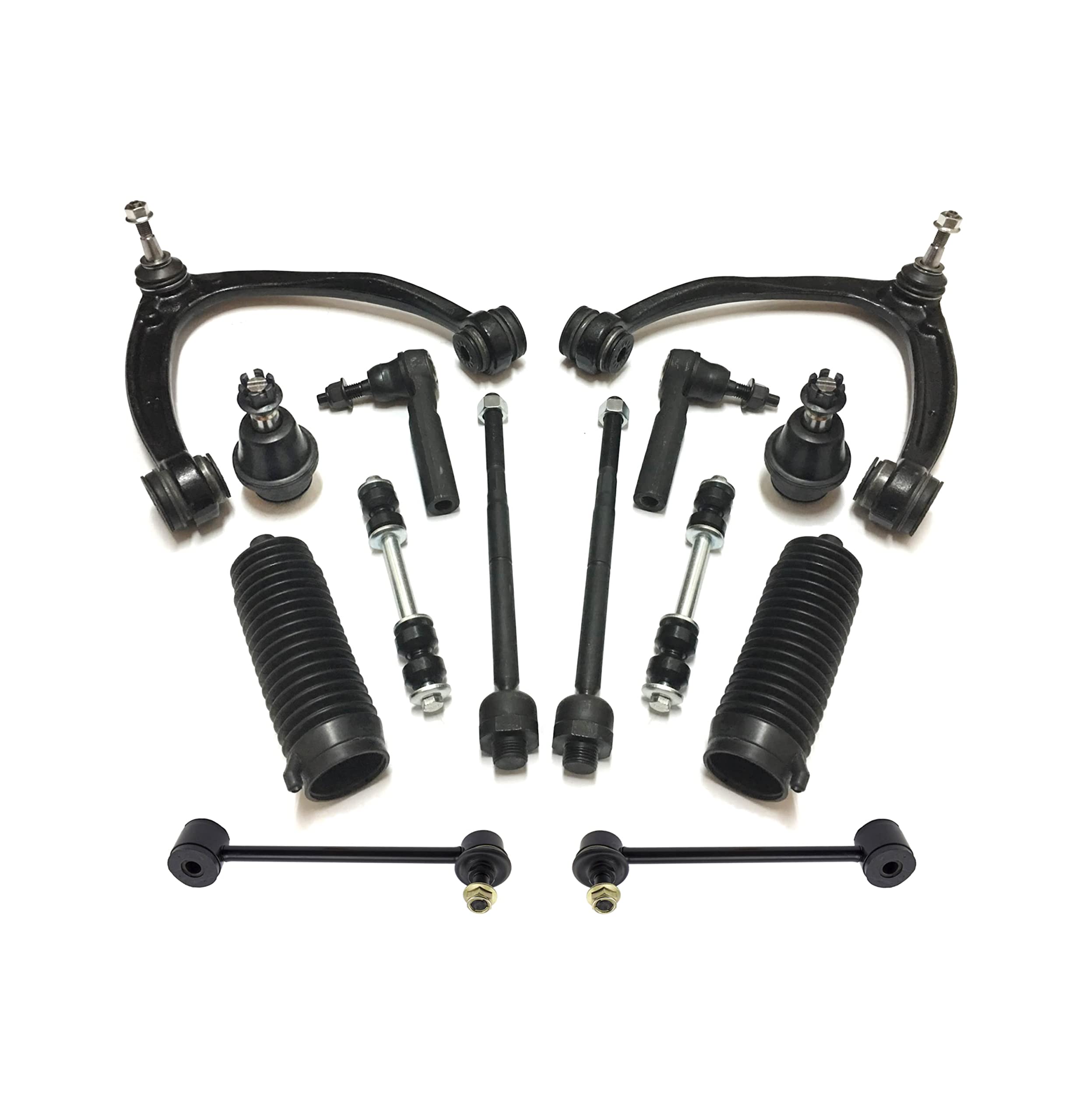 14-Piece Suspension Kit for Cadillac Escalade - Front & Rear Sway Bar Links, Tie Rod Ends, Steering Gear Bellow, Upper Control Arm, Lower Ball Joints (Aluminum Control Arm) - Perfect for Off-Roading, Daily Commuting & Vehicle Maintenance