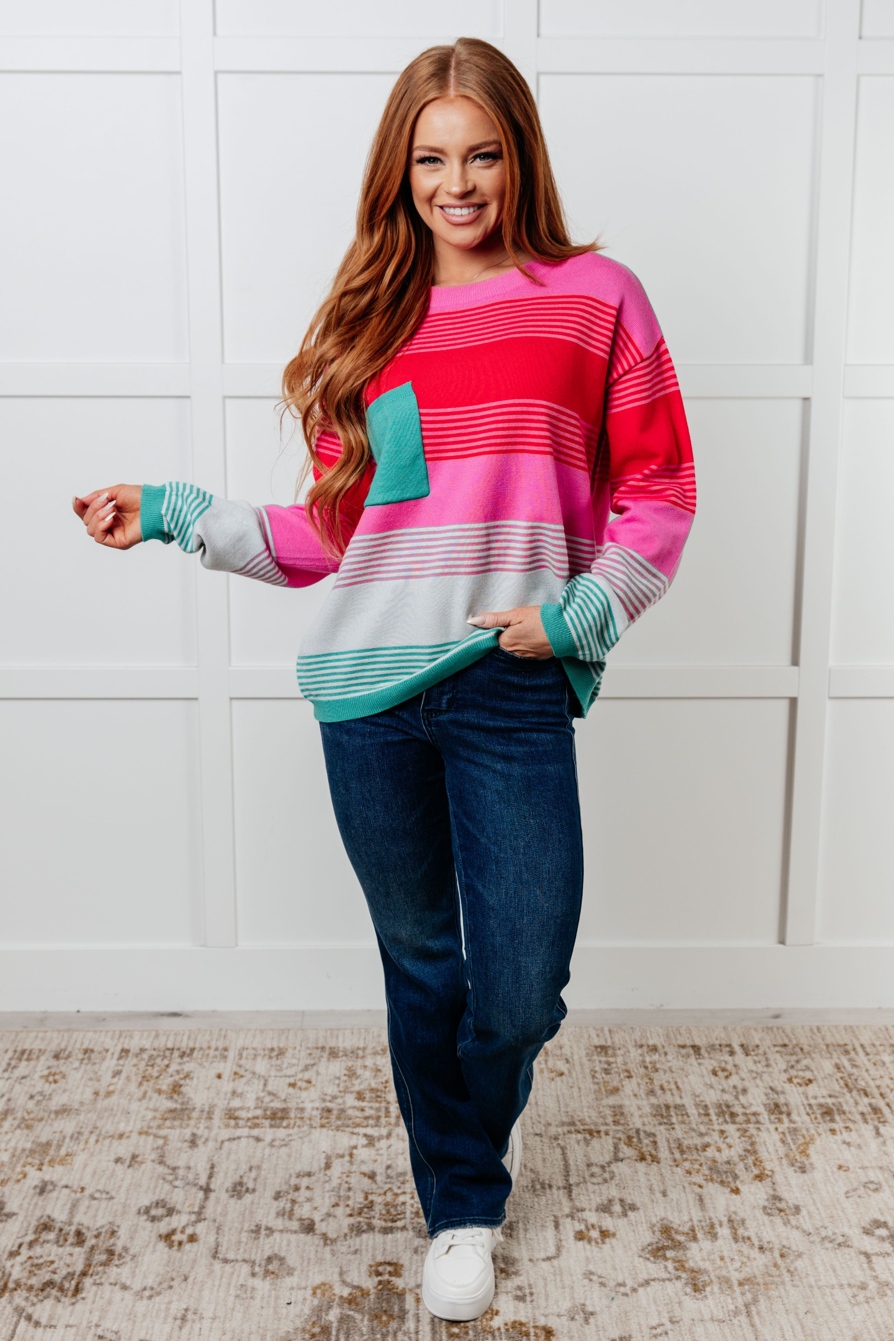 Gradual Feelings Striped Sweater for Women | Soft Knit Pullover | Cozy Casual Wear for Fall & Winter | Perfect for Office, Dates & Weekend Outings