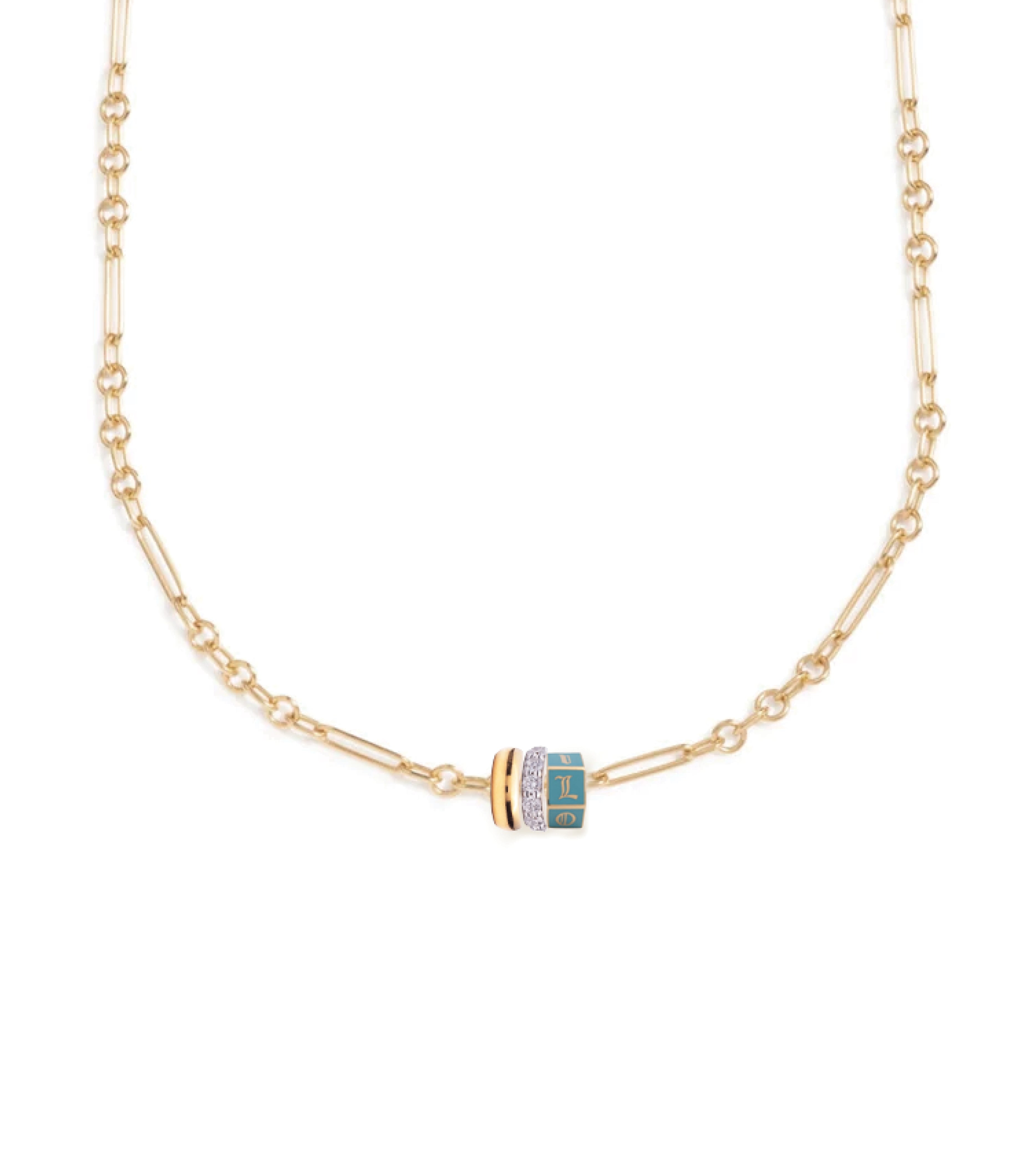 Custom Faceted Chubby Gold & Pave Diamond Heartbeat Necklace - Dainty Mixed Clip Chain for Women | Perfect for Valentine's Day, Anniversary Gifts & Special Occasions