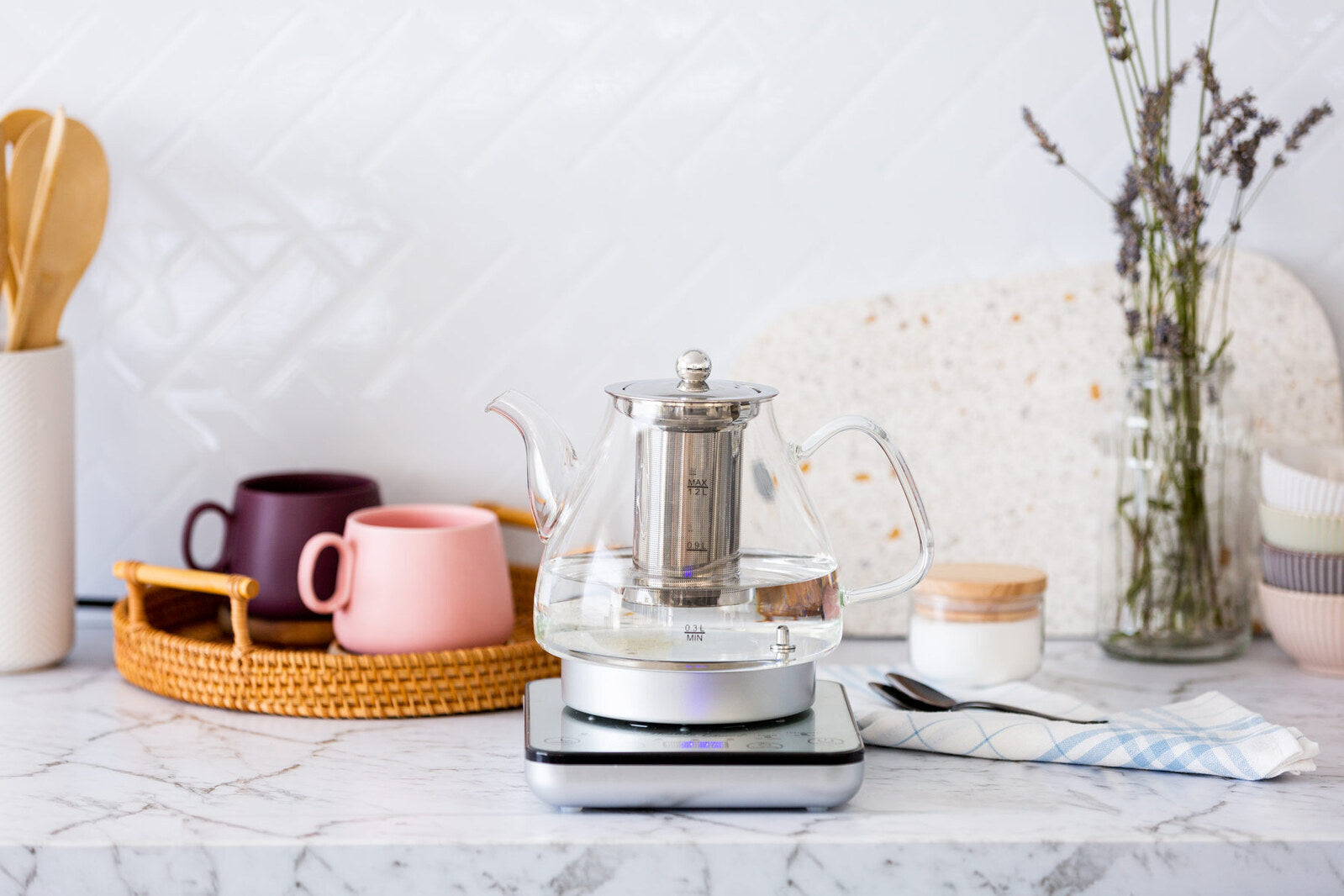 1.2L Digital Glass Electric Tea Kettle with Removable Infuser - 800W Fast Boiling for Tea, Coffee & Hot Beverages - Perfect for Home, Office & Dorm Use
