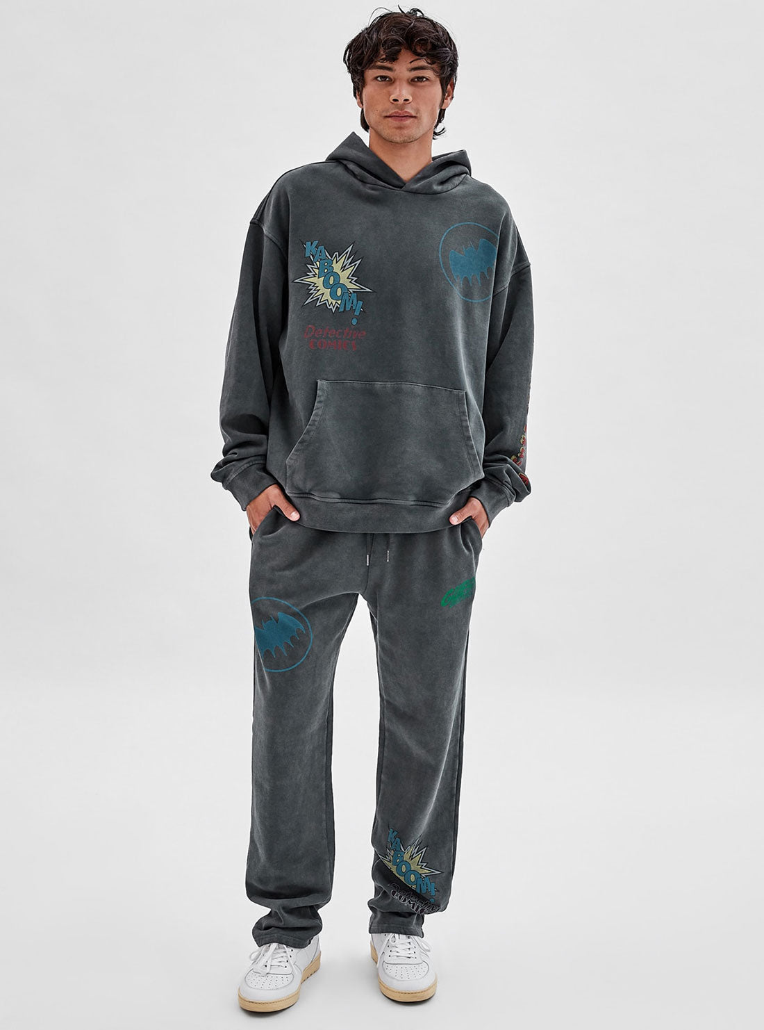 Guess Originals x Batman Black Signal Trackpants - Men's Graphic Print Joggers for Casual Wear & Superhero Fans - Perfect for Lounge, Streetwear & Comic-Con Events