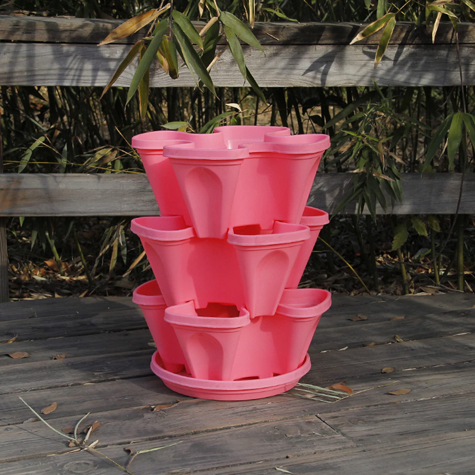 Stackable Self-Watering Vertical Garden Planter Set - Indoor/Outdoor Smart Planting Pots for Flowers, Vegetables & Strawberries | Space-Saving Tiered Planter for Balcony, Patio & Small Gardens