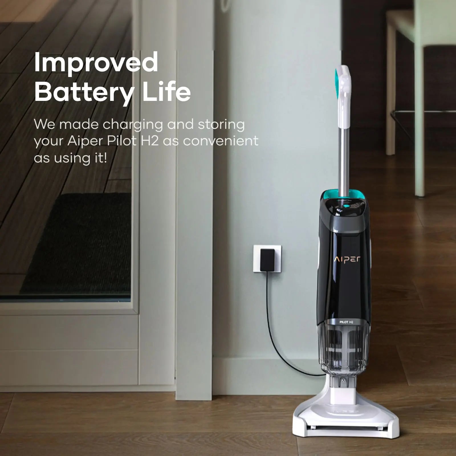 Aiper PILOT H2 Cordless Handheld Pool Vacuum Cleaner - Powerful Suction for Inground & Above Ground Pools - Ideal for Quick Cleaning of Leaves, Debris & Dirt