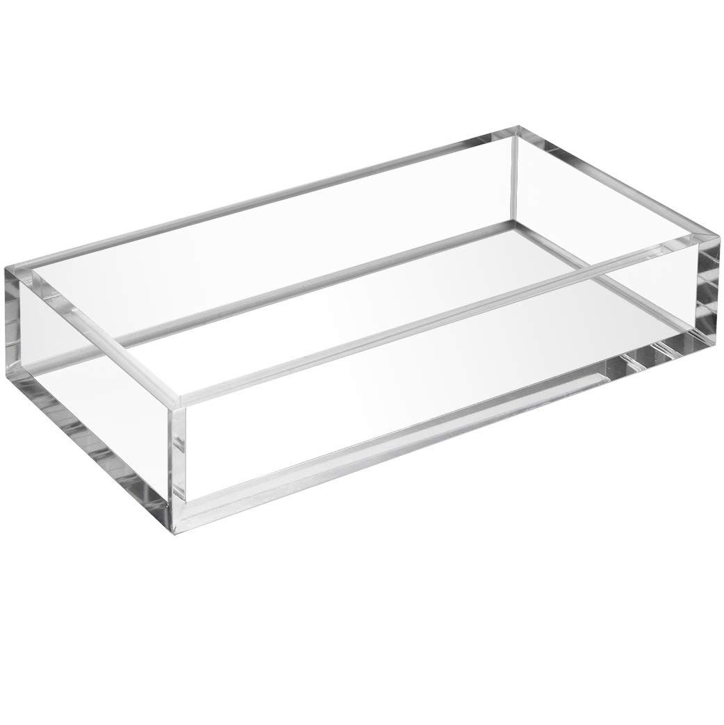 Premium Acrylic Napkin Holder Tray - 8mm Thick Crystal Clear Table Organizer (8.5x4 inches) - Ideal for Restaurants, Offices, Kitchens & Parties - Durable Guest Towel Holder for Bathroom & Commercial Use - Perfect for Cocktail Napkins, Paper Towels & Table Decor