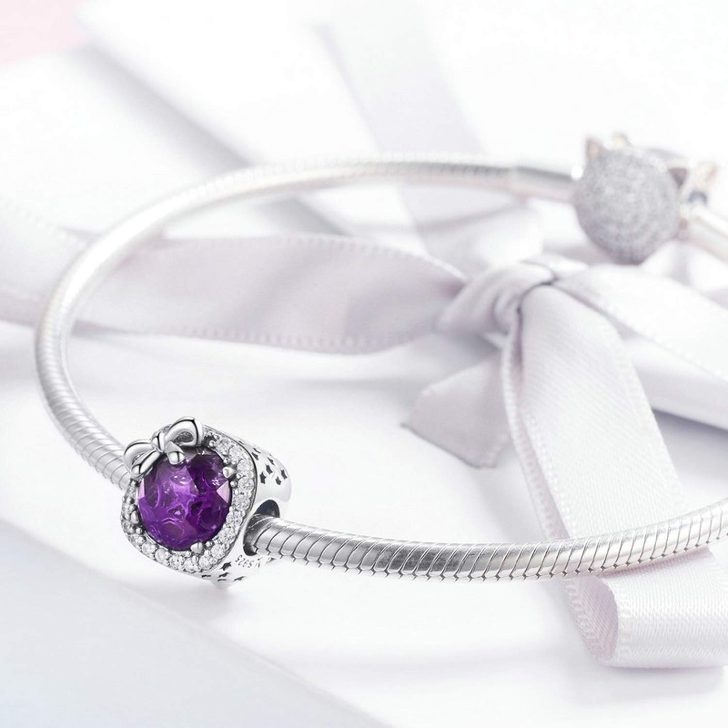 MUERDOU Birthstone Charm - Elegant Bowknot Crystal Pendant for Bracelets & Necklaces | Perfect Birthday Gift, Personalized Jewelry for Women | Ideal for Anniversaries, Mother's Day & Special Occasions