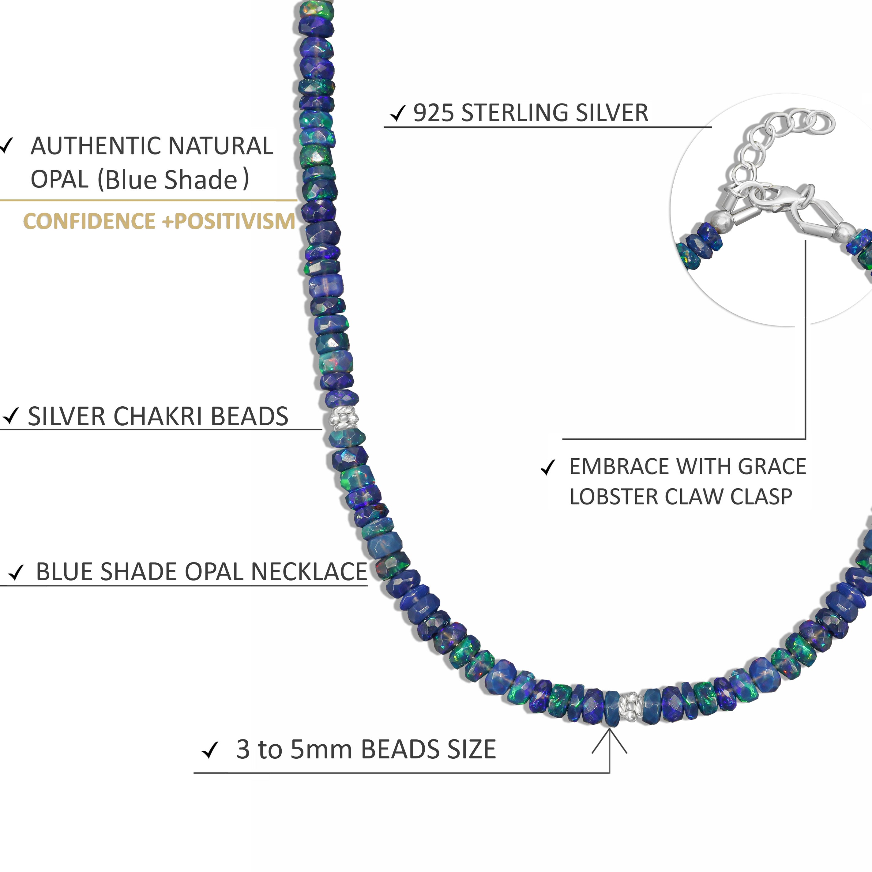 Faceted Natural Black Opal Beaded Necklace for Women | Elegant Jewelry Gift for Birthday, Anniversary & Special Occasions