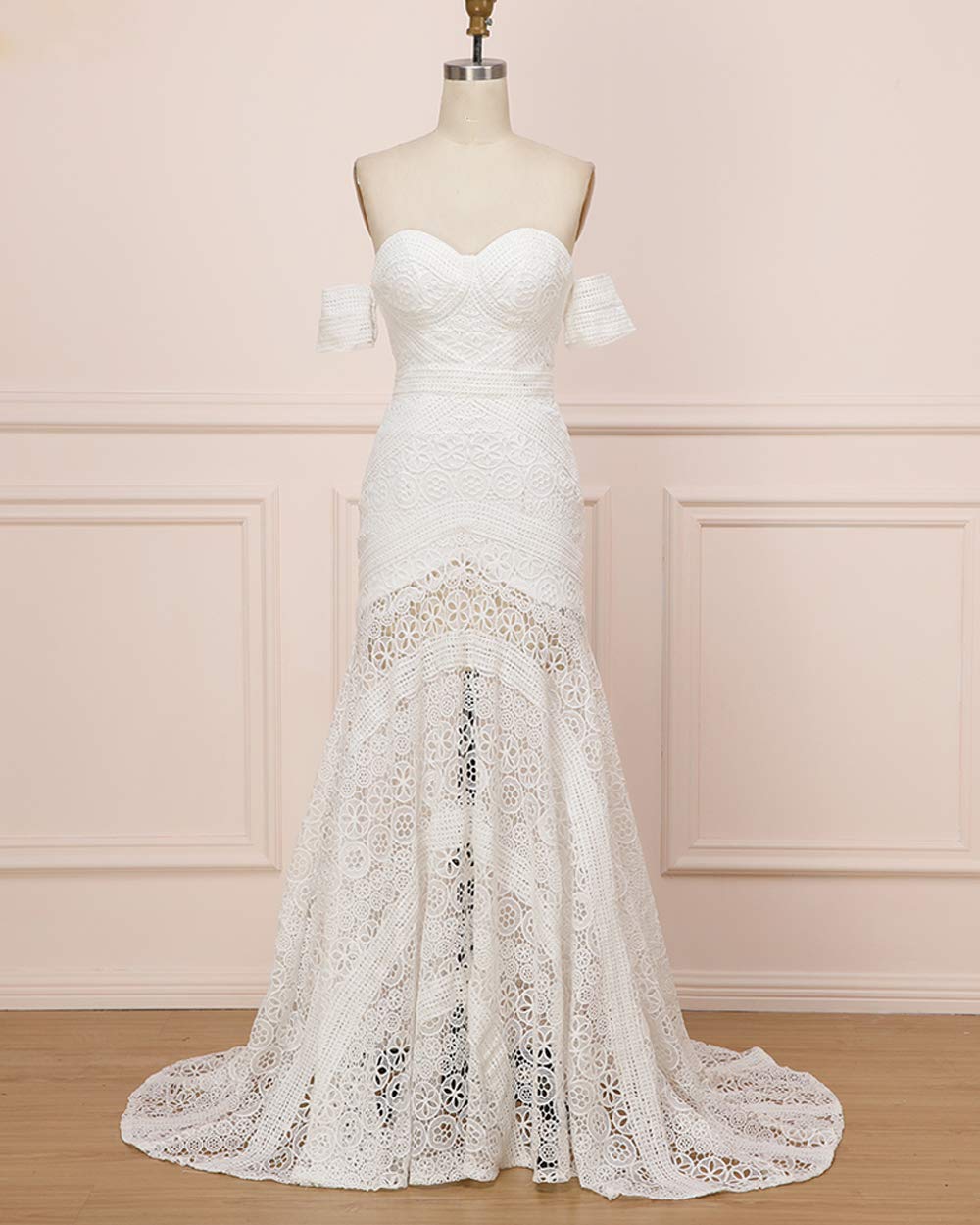 Elegant Boho Beach Wedding Dress with Soft Lace & Sweetheart Neckline - Long Mermaid Bridal Gown for Bohemian Brides | Perfect for Beach Weddings, Destination Elopements & Romantic Photoshoots