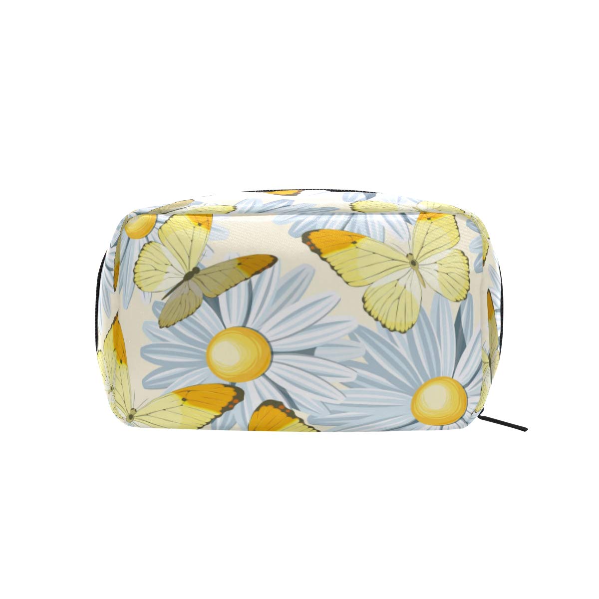 MOYYO Beautiful Chamomile Butterfly Makeup Bag - Portable Cosmetic Organizer for Women & Girls - Lightweight Travel Toiletry Bag - Perfect for Travel, Gym, and Daily Use