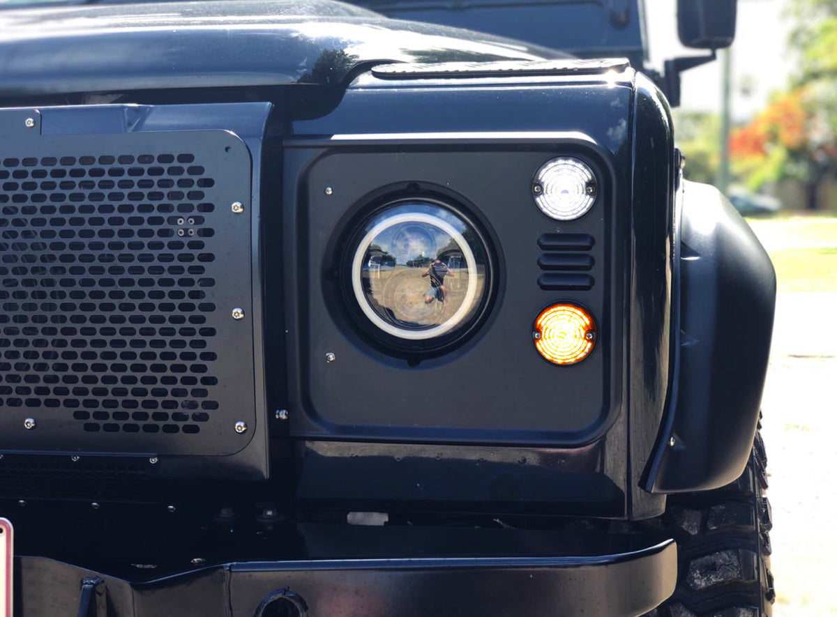 4-Piece Clear Amber & White LED Turn Signal and Clearance Light Kit for Land Rover Defender - Upgrade Off-Road Visibility & Style