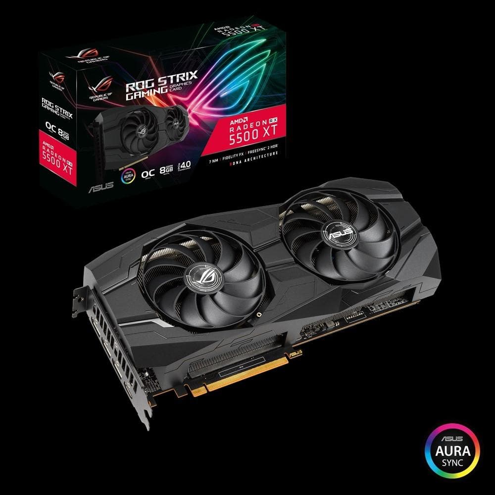 ASUS ROG STRIX RX 5500 XT 8GB GDDR6 Gaming Graphics Card - High Performance for 1080p Gaming, VR & Content Creation | Perfect for PC Builds, Esports & Streaming