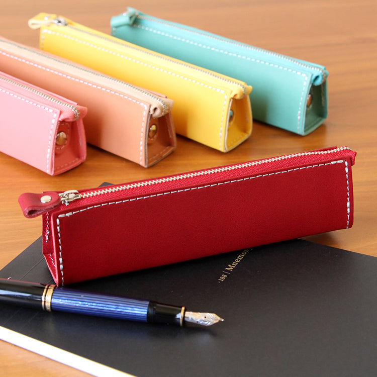 Premium Himeji Leather Pencil Case - Japanese Genuine Leather Pen Holder for School, Office & Travel - Stylish Stationery Organizer for Students, Professionals & Artists