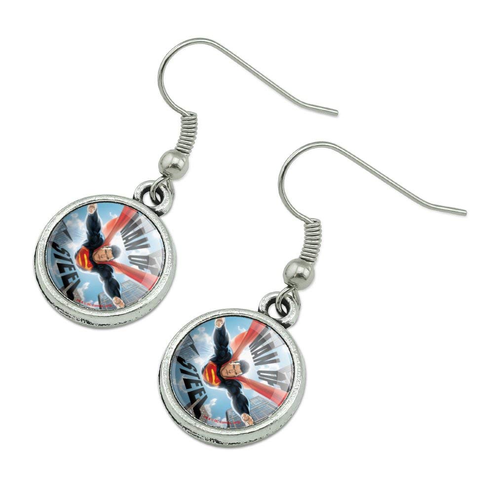 Superman Man of Steel Drop Charm Earrings for Women - DC Comics Superhero Jewelry Gift - Perfect for Cosplay, Comic Con & Superhero Fans