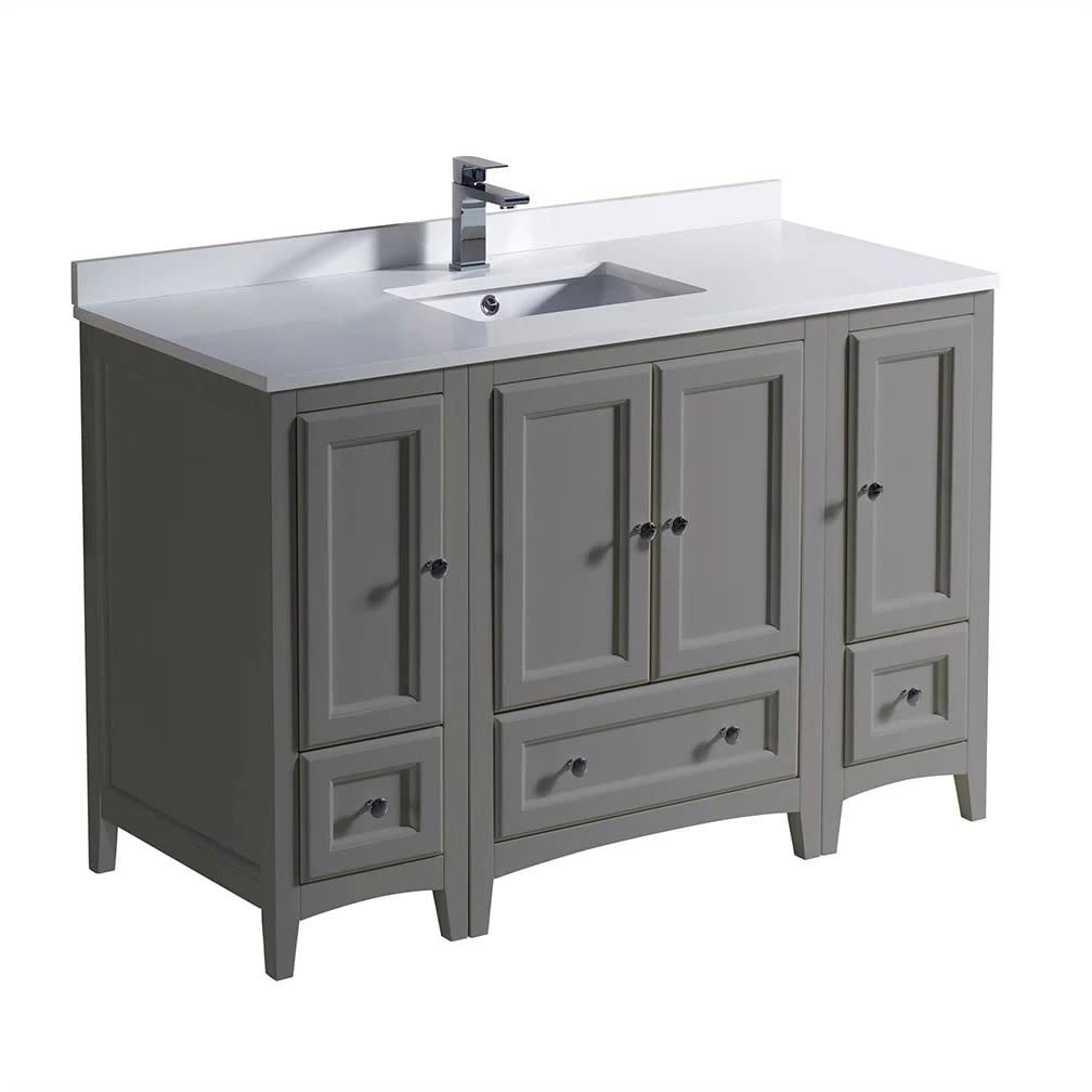 Fresca Oxford 48-Inch Gray Traditional Bathroom Vanity with Top & Sink - Perfect for Modern and Classic Bathroom Designs
