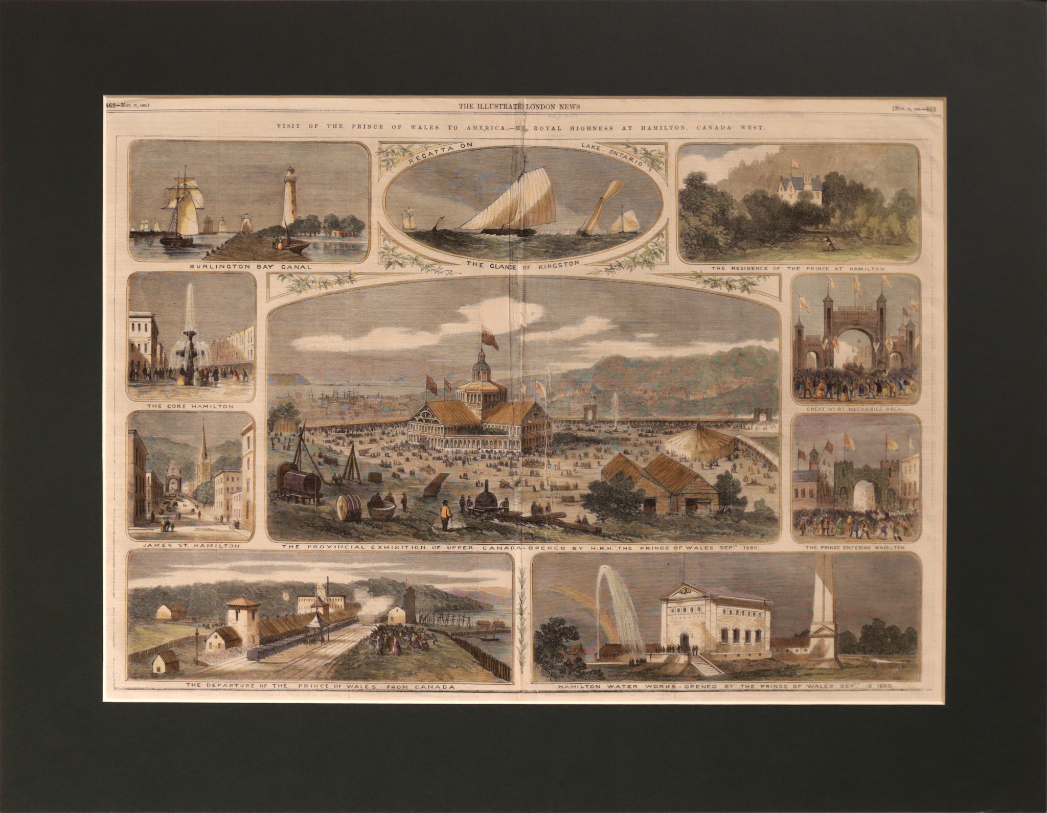 1860 The Illustrated London News Original Newspaper - November 17, 1860 Edition (Recto Verso, Colored) with Matting - Victorian Era Collectible for Home Decor & Historical Display