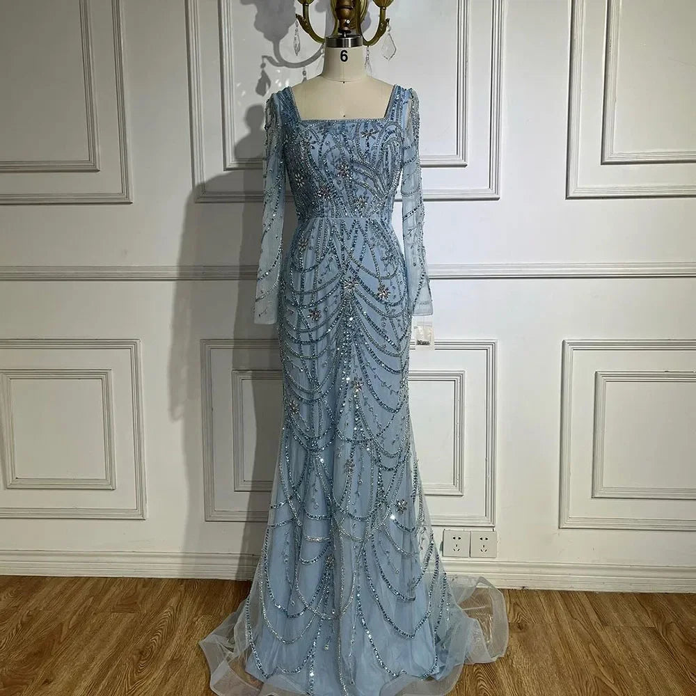 Serene Hill Dark Green Mermaid Dress with Crystal Beads | Elegant Arabic Evening Gown for Women | Perfect for Weddings, Parties & Special Occasions | 2025 LA72242 | Formal Wear for Red Carpet Events & Gala Dinners