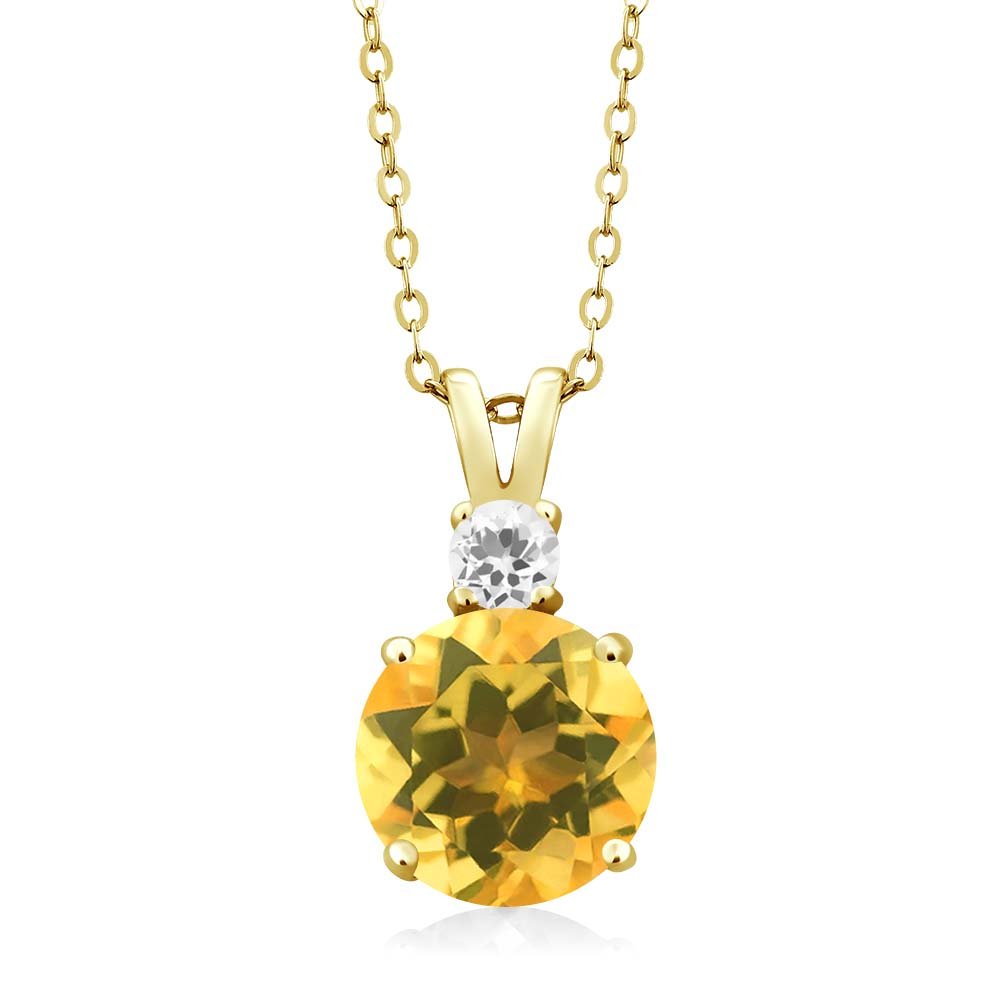 3.33Ct Citrine & Sapphire Pendant with 18