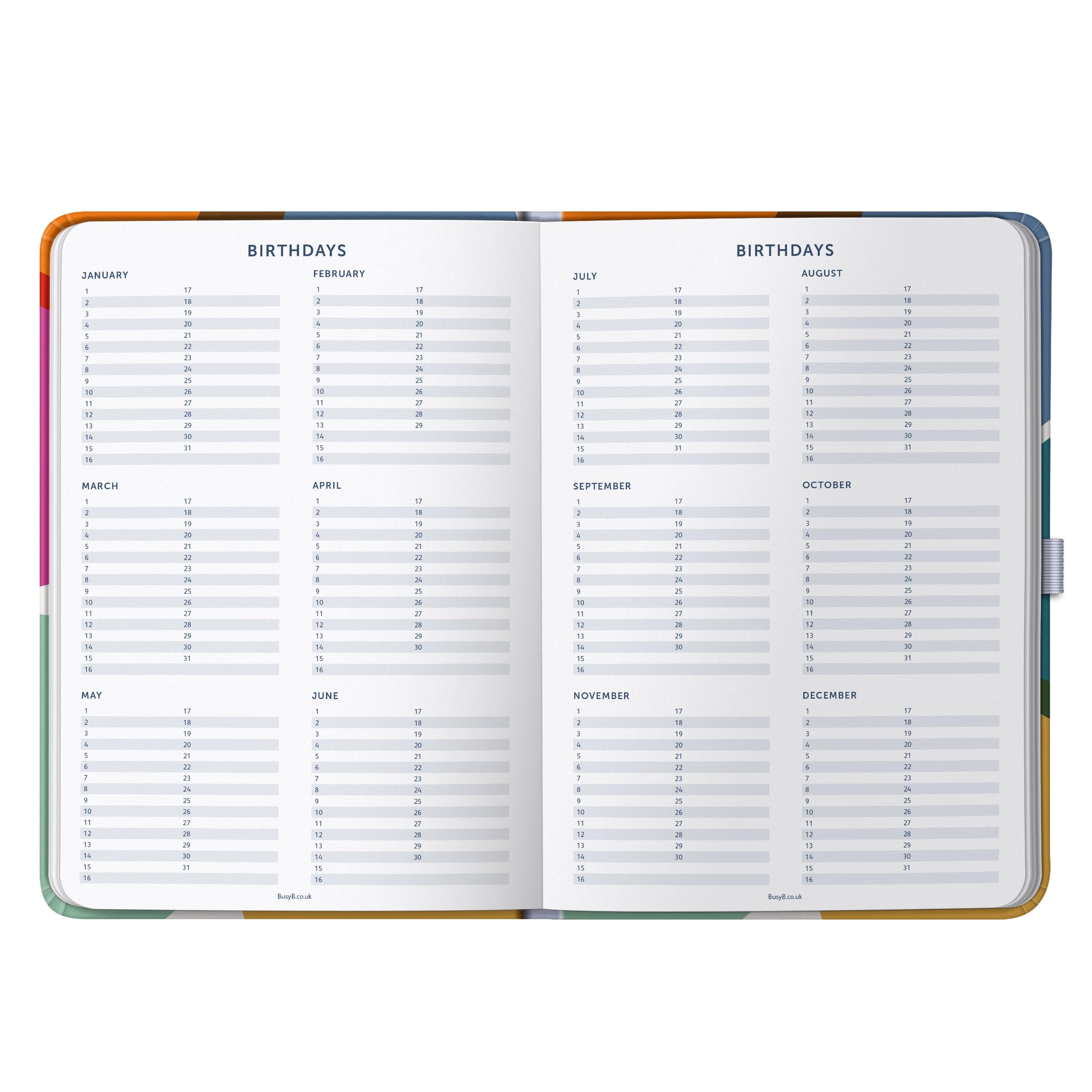 Busy B Mid Year Day a Page Diary August 2024 - August 2025 | A5 Daily Planner with Pen Holder, Elastic Closure & Year Planner | Perfect for Work, School & Personal Organization