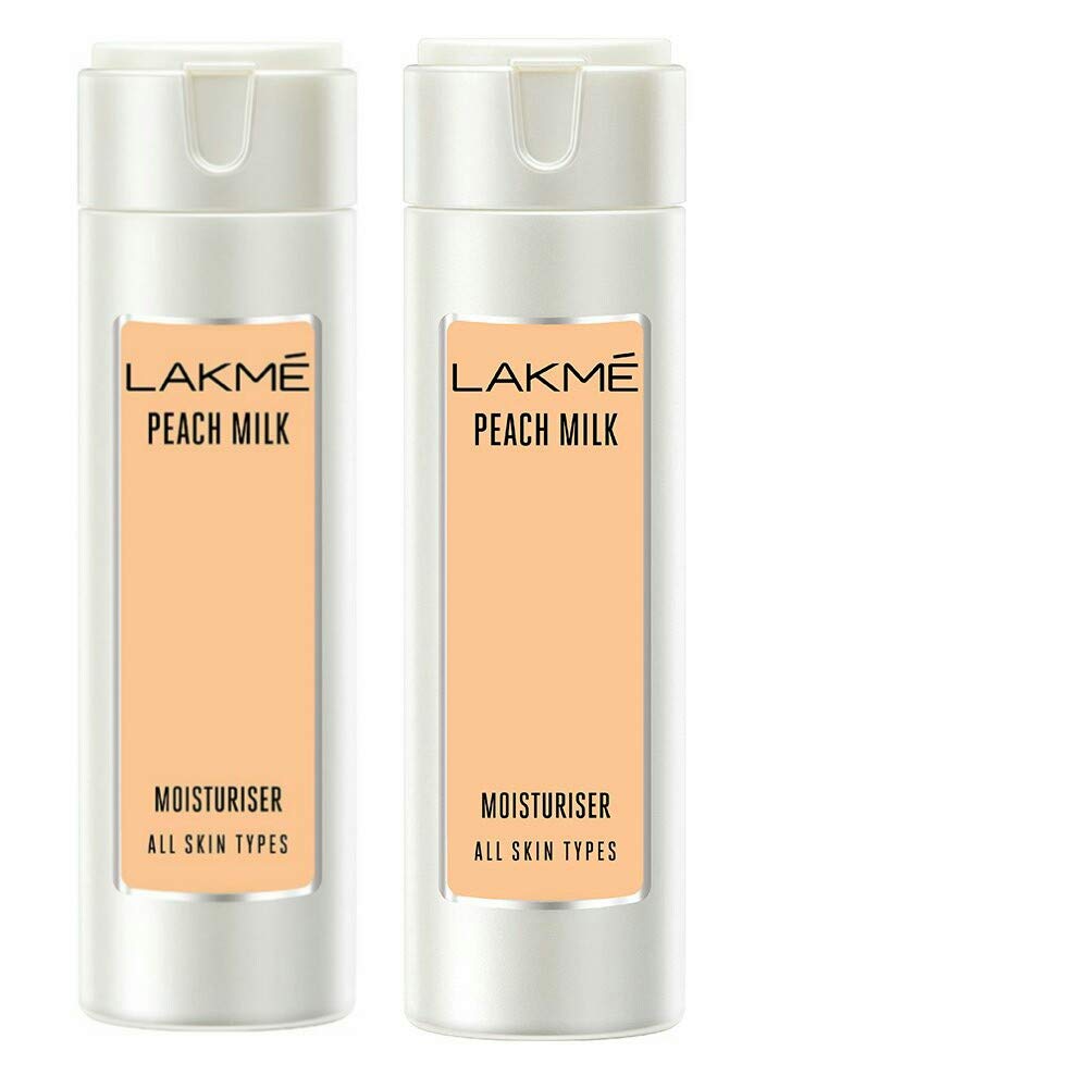 LAKMÉ Lakmé Fruit Moisture Peach Milk Moisturizer - 60ml (Pack of 2) - Hydrating Face Cream for Dry Skin - Perfect for Daily Skincare Routine & Travel Essentials
