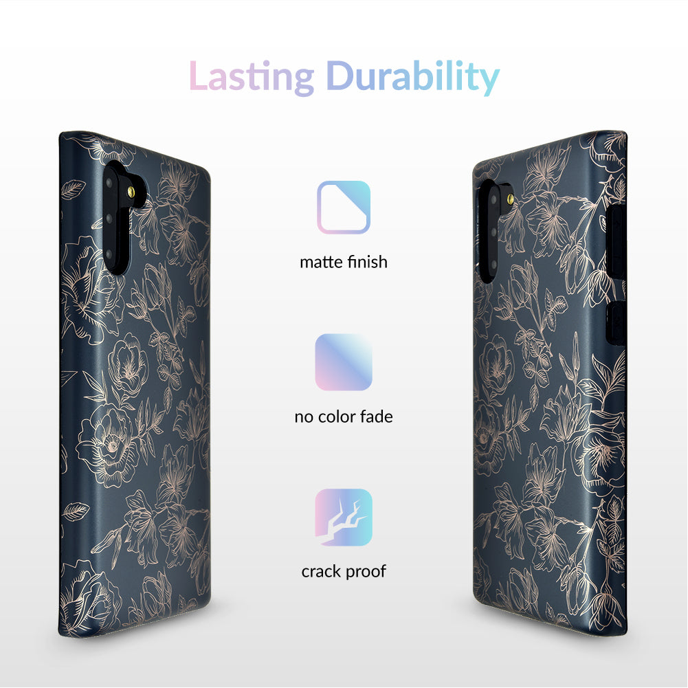 Floral Rose Gold Chrome Samsung Galaxy Phone Case - Elegant Protective Cover for Galaxy S21/S22/S23 - Perfect for Everyday Use & Special Occasions