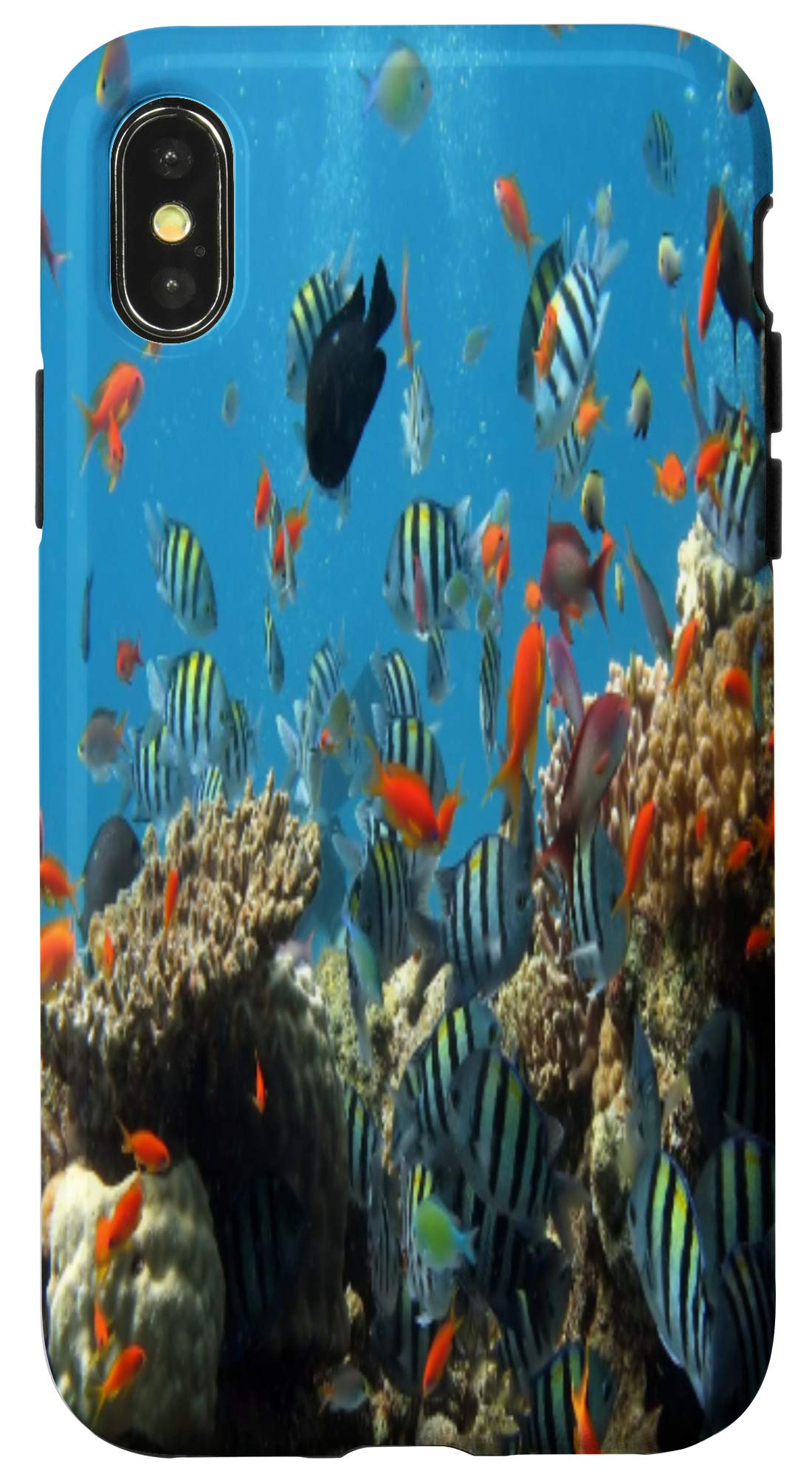 iPhone X/XS Waterproof Aquarium Case - Saltwater Coral Reef Fish Design for Scuba Diving & Marine Photography | Perfect for Underwater Adventures & Ocean Exploration
