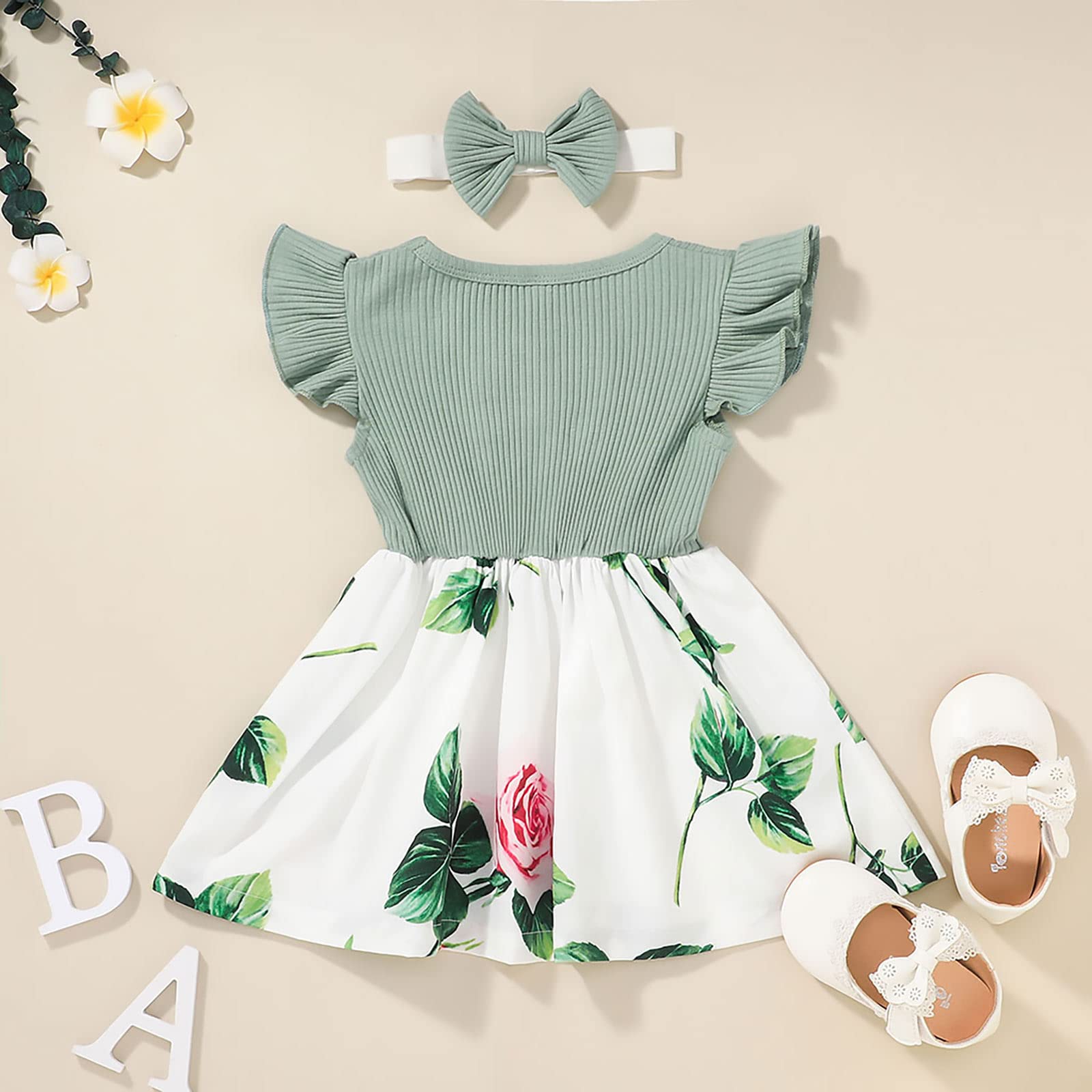 VINUOKER Toddler Girl Summer Floral Dress - Baby Girls Sundress with Ruffles, Casual Cotton Outfit for Beach, Party & Playtime