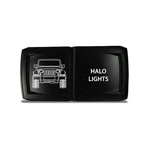 CH4x4 Rocker Switch V2 with Halo Lights - Horizontal Mount Green LED for Off-Road Vehicles, Marine Boats & Industrial Equipment