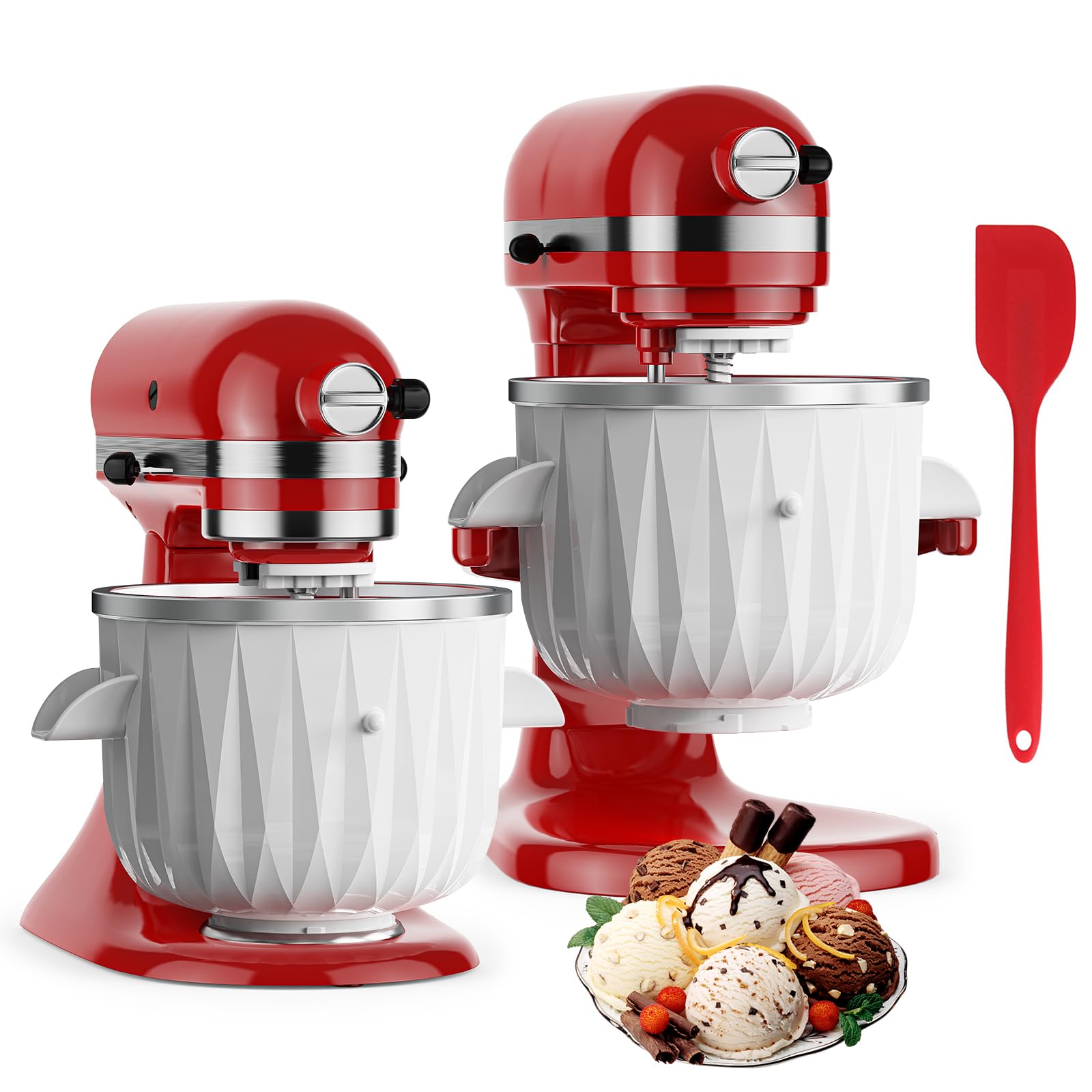 KitchenAid Ice Cream Maker Attachment - 2 Quart Frozen Dessert Maker for Ice Cream, Sorbet & Gelato, Compatible with 4.5 Qt and Larger Stand Mixers, Includes Silicone Spatula - Perfect for Homemade Treats, Parties & Summer Desserts