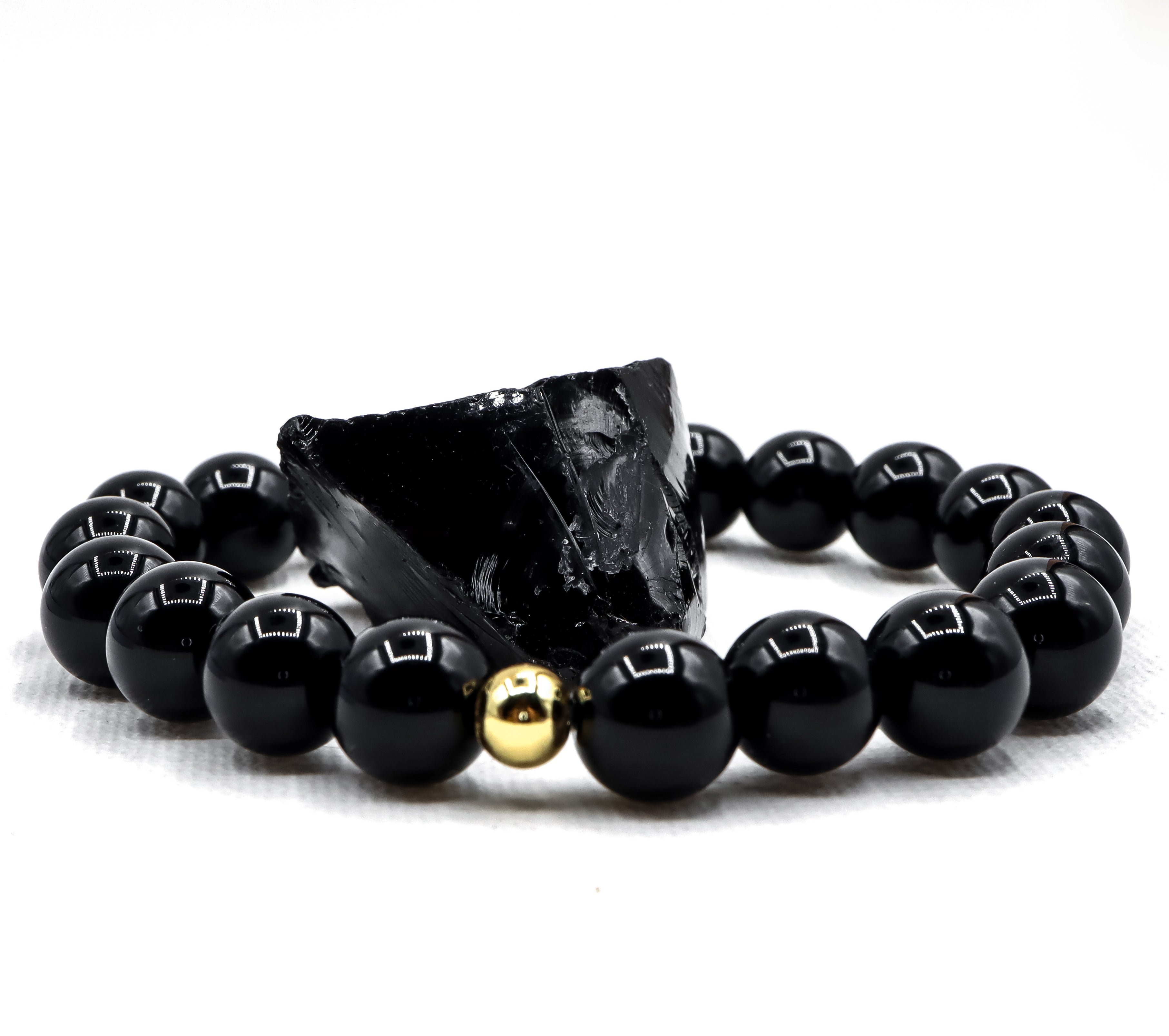 Natural Obsidian Bracelet for Men & Women - 8mm Black Volcanic Glass Beads - Protection Stone Jewelry for Healing, Grounding & Positive Energy (Perfect for Meditation, Yoga & Spiritual Gifts)