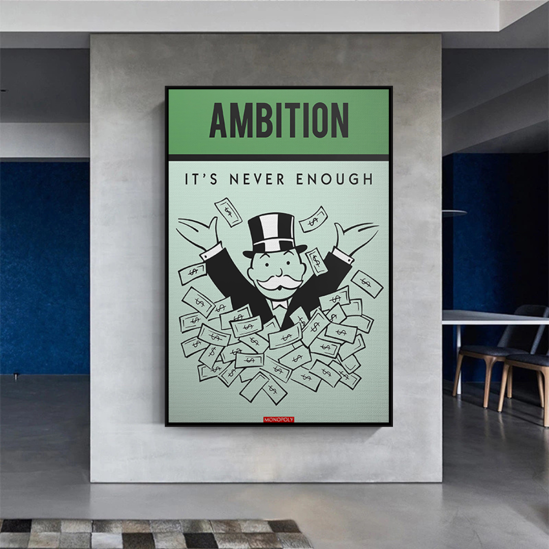 Alec Monopoly Ambition Monopoly Canvas Wall Art - Modern Pop Art Painting for Home & Office Decor - Perfect for Living Room, Bedroom, or Office Wall Display