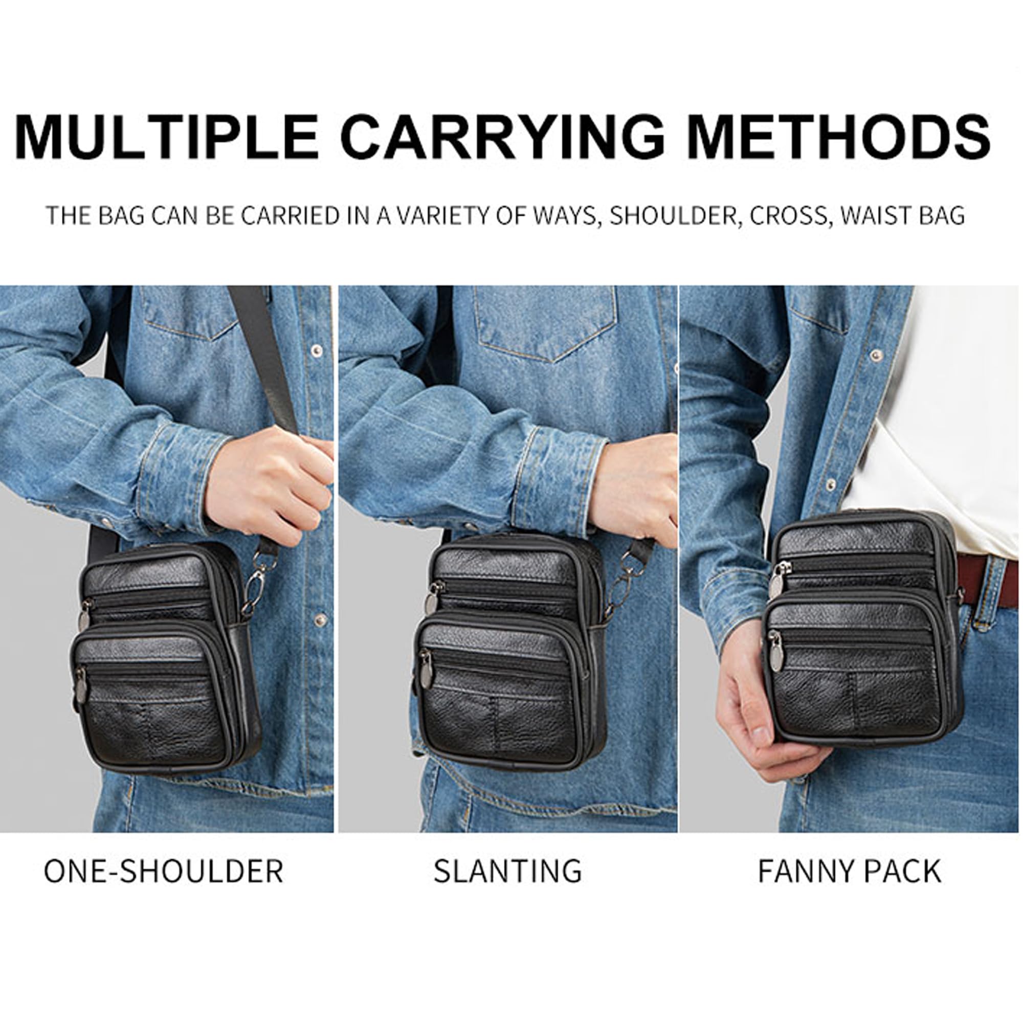Leather Shoulder Holster for Phone - Men's Crossbody Bag for Smartphone & Mini Tablet - Perfect for Travel & Work
