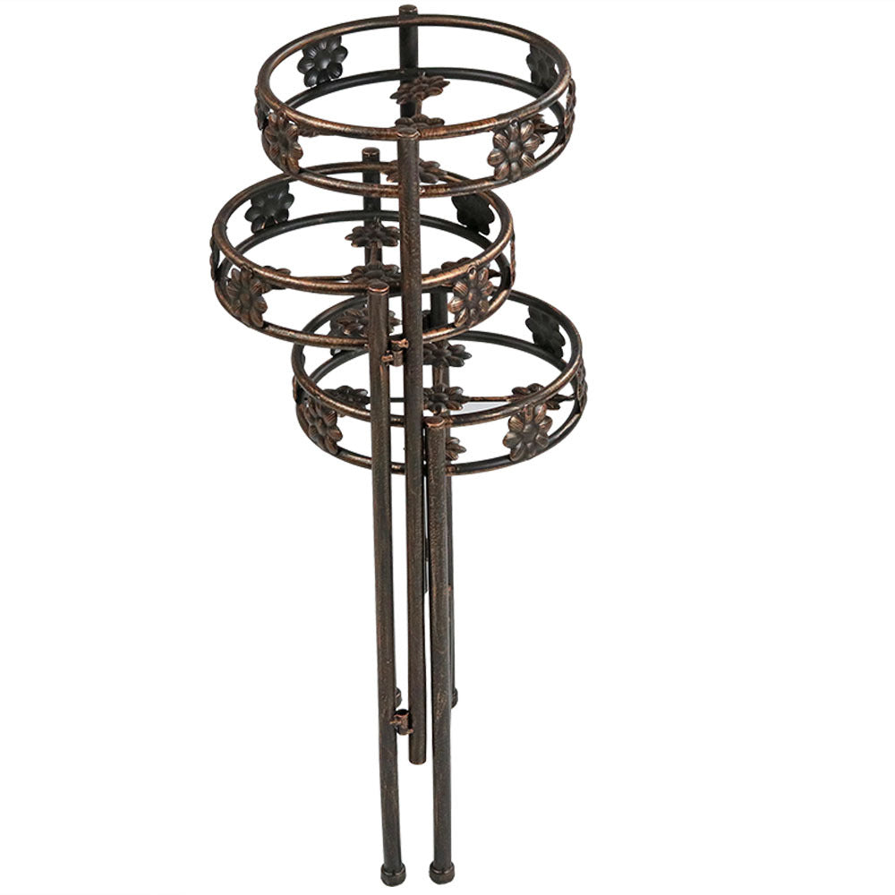 Sunnydaze 3 Tier Folding Plant Stand - 29 Inch Tall Indoor Outdoor Metal Flower Pot Holder for Patio, Garden, Balcony Decor - Perfect for Displaying Potted Plants, Herbs, and Succulents