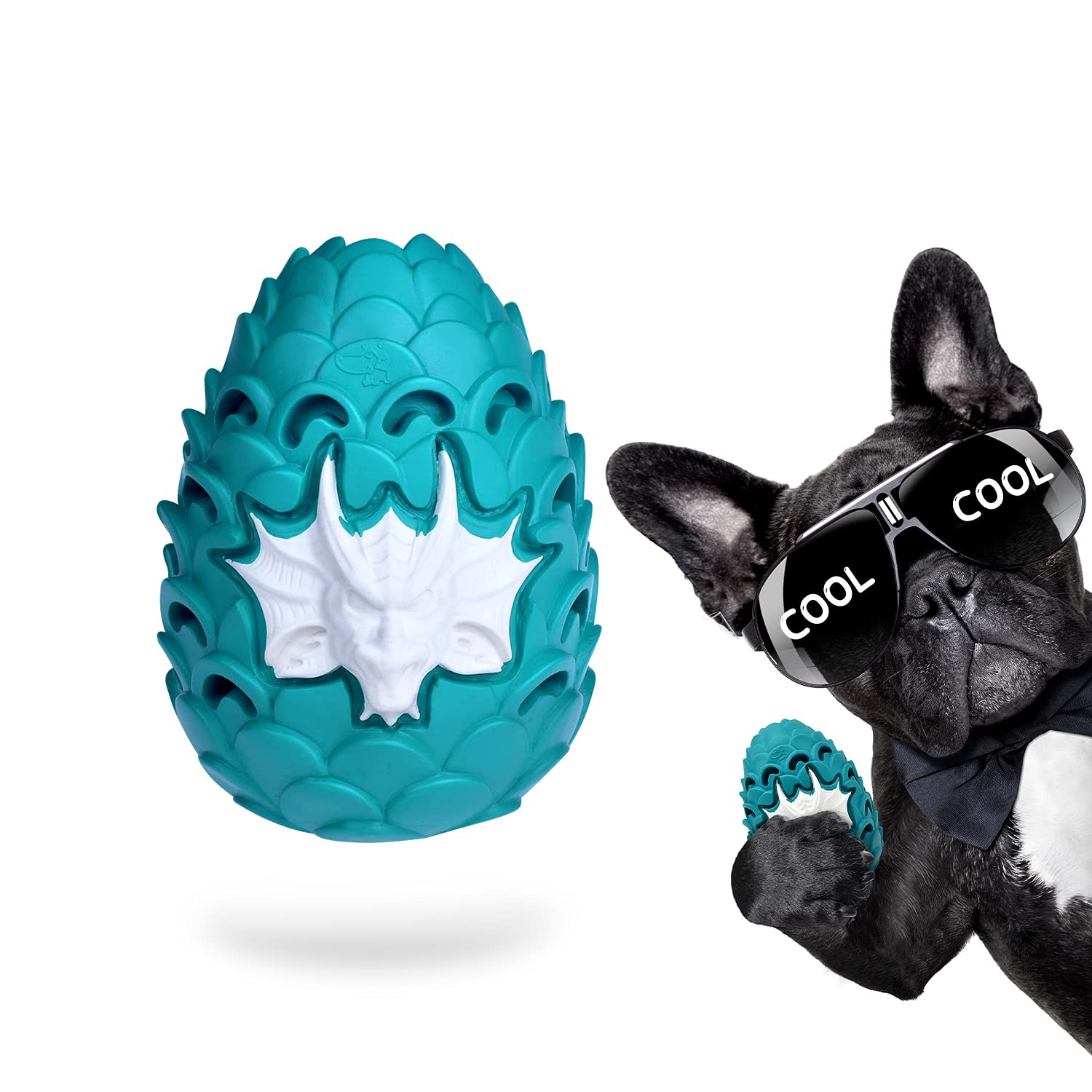 Durable Rubber Dog Chew Toys for Aggressive Chewers - Large Breed Tough Chew Toy with Food Dispenser - Fun Interactive Dragon Egg Design (Medium) - Perfect for Training, Teething & Playtime