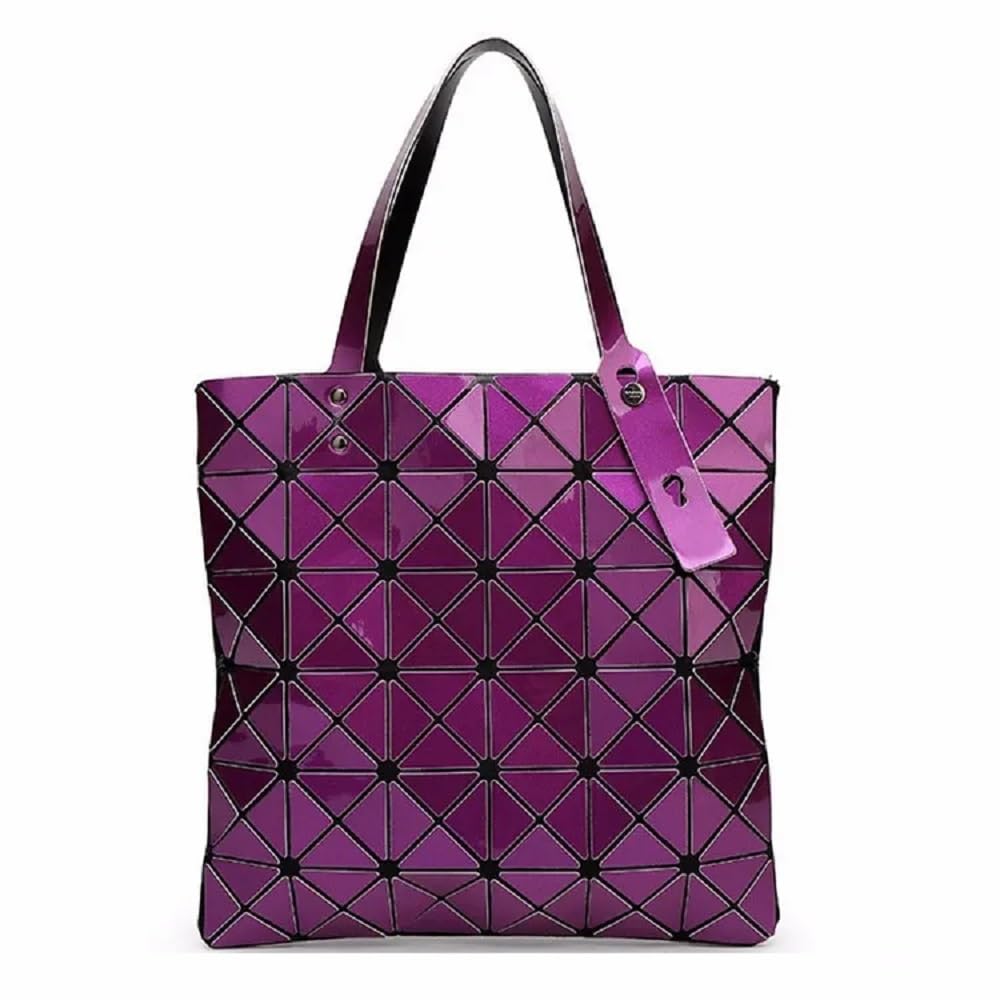 Stylish Geometric Plaid Foldable Tote Bag for Women - Fashionable Casual Shoulder Handbag & Mochila - Perfect for Work, Travel, and Daily Use