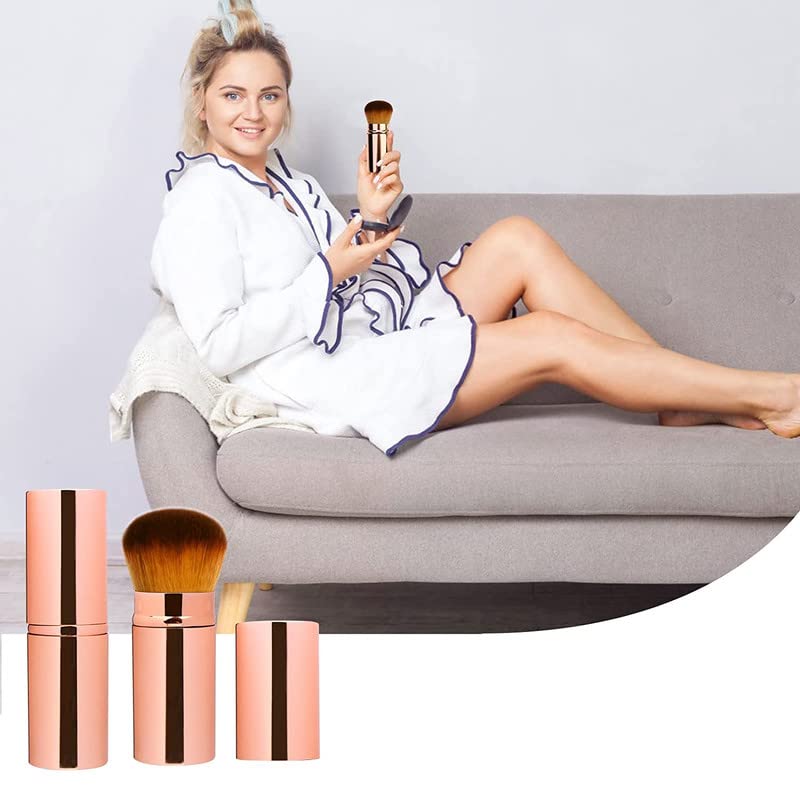RECTYO GALLERY 1 PCS Retractable Kabuki Brush - Sunscreen & Makeup Applicator for Face & Body | Foundation Brush for Liquid, Cream & Powder | Flawless Blending | Perfect for Kids & Adults | Travel & Daily Makeup Routine