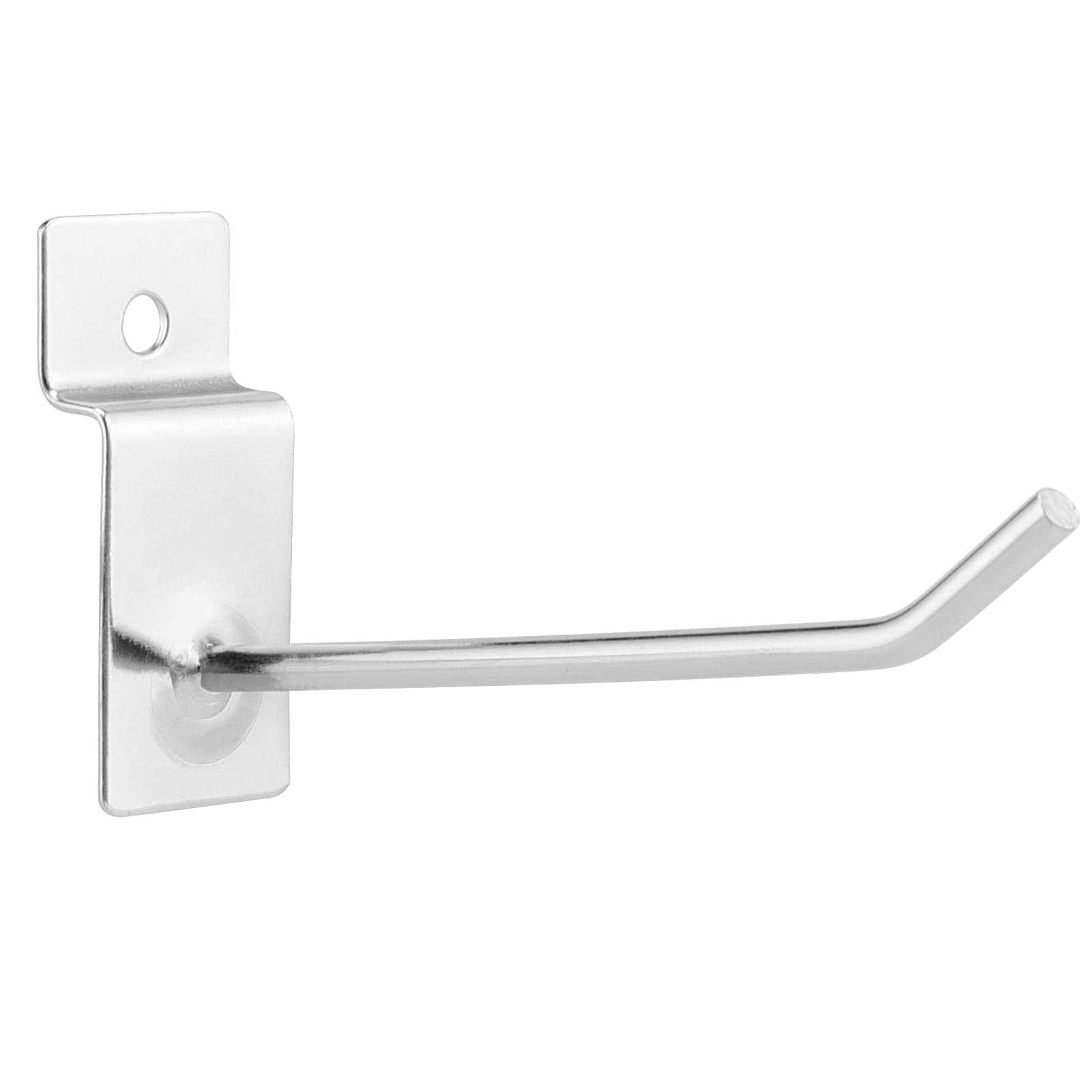 JAPCHET 200 Pack 4 Inch Heavy Duty Metal Slatwall Hooks - Silver Slat Board Hangers & Pegs for Garage, Shop, Retail Store Organization - Perfect for Wall Display & Product Merchandising in Supermarkets