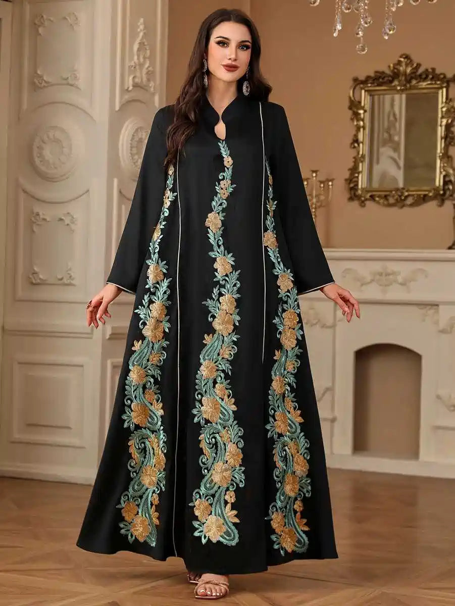 Elegant Eid Embroidery Caftan Dress for Women - Flowy Party & Wedding Kaftan Gown #244215 | Perfect for Eid Celebrations, Bridal Showers & Special Occasions