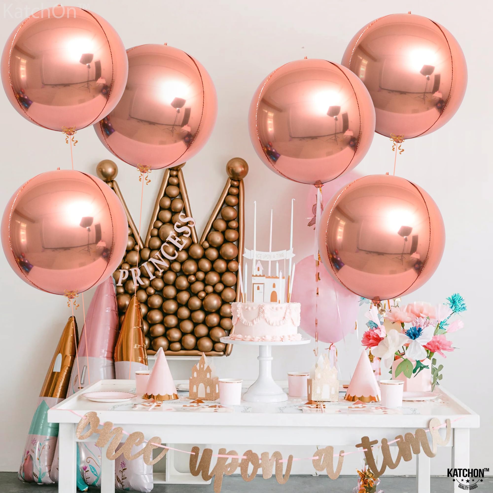 KatchOn 22 Inch Giant Rose Gold Balloons (Pack of 6) - Premium Metallic Mylar Foil Balloons for Birthday Parties, Baby Showers, Bridal Showers & Wedding Decorations