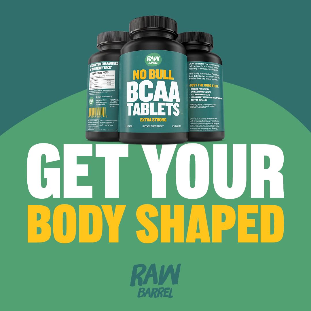 BCAA Tablets - 120 Extra Strong 1000mg Pills - 2:1:1 Ratio Branched Chain Amino Acid Supplement - Non-GMO Natural Ingredients - Supports Muscle Recovery & Workout Performance