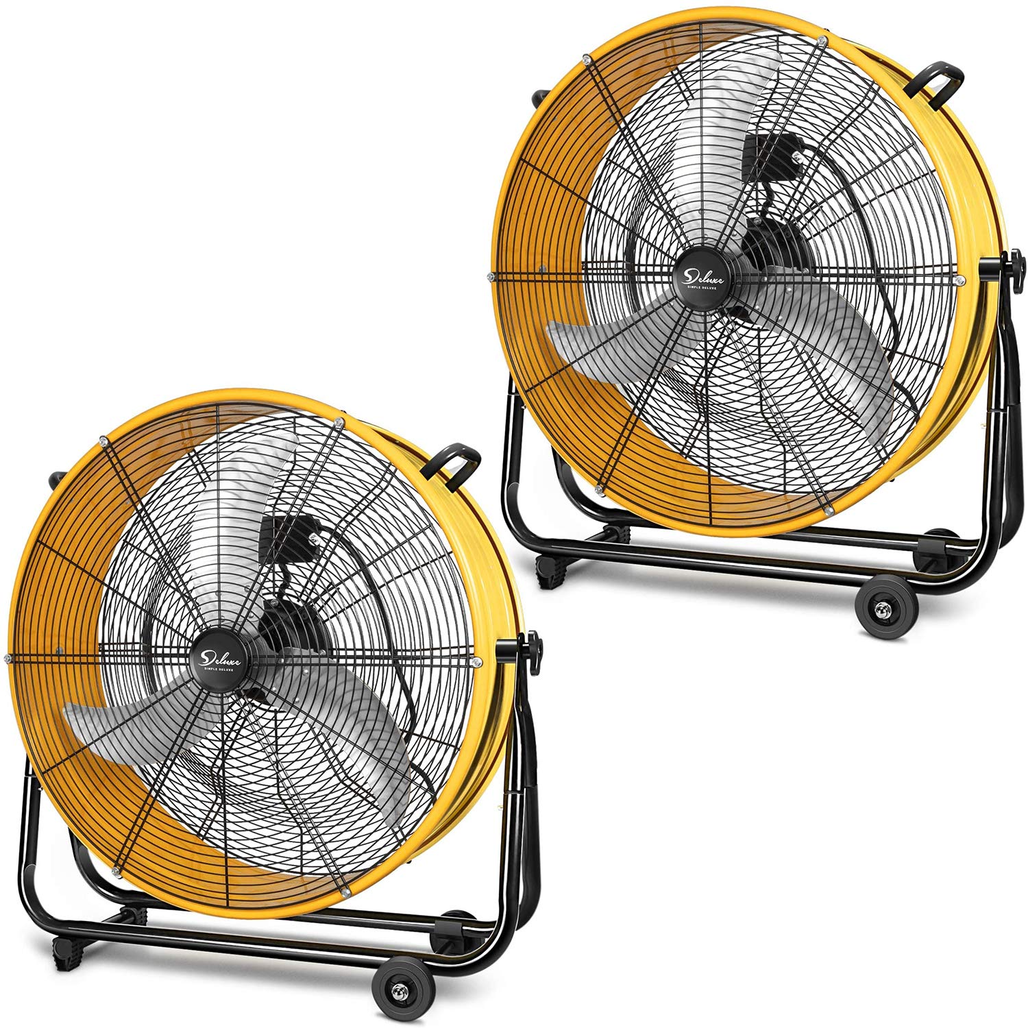 Simple Deluxe 24 Inch Heavy Duty Metal Industrial Drum Fan - 3 Speed High Velocity Air Circulator for Warehouse, Greenhouse, Workshop, Factory, Basement & Outdoor Use | Powerful Cooling for Large Spaces, Ventilation & Airflow Improvement
