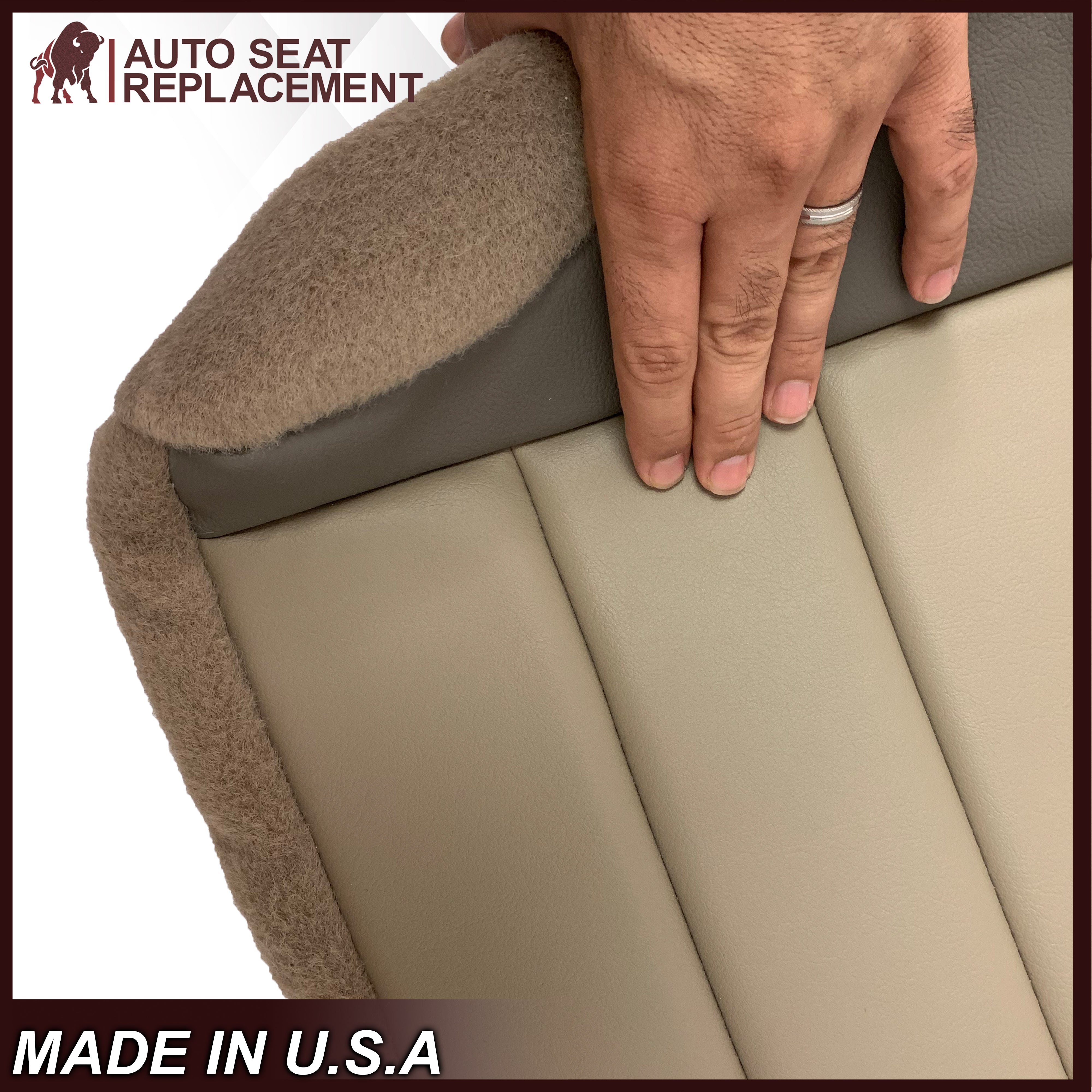 2002-2004 Ford Excursion Eddie Bauer Edition 2nd Row 50/50 Captain Chair Seat Covers - 2-Tone Tan & Gray | Custom Fit for SUV Protection | Perfect for Road Trips & Family Adventures