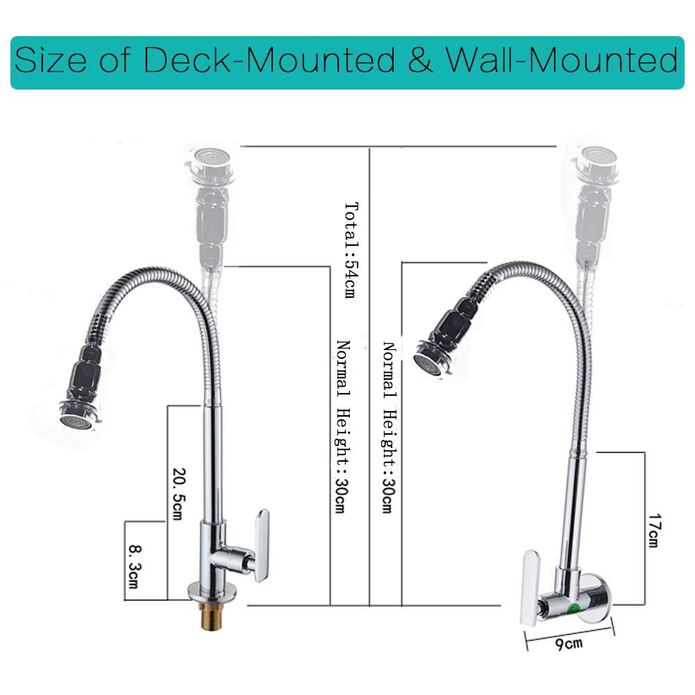 Stainless Steel Single Hole Single Lever Kitchen Sink Faucet with Flexible Gooseneck - Deck Mounted for Modern Kitchens | Perfect for Washing Dishes, Filling Pots & Daily Kitchen Tasks